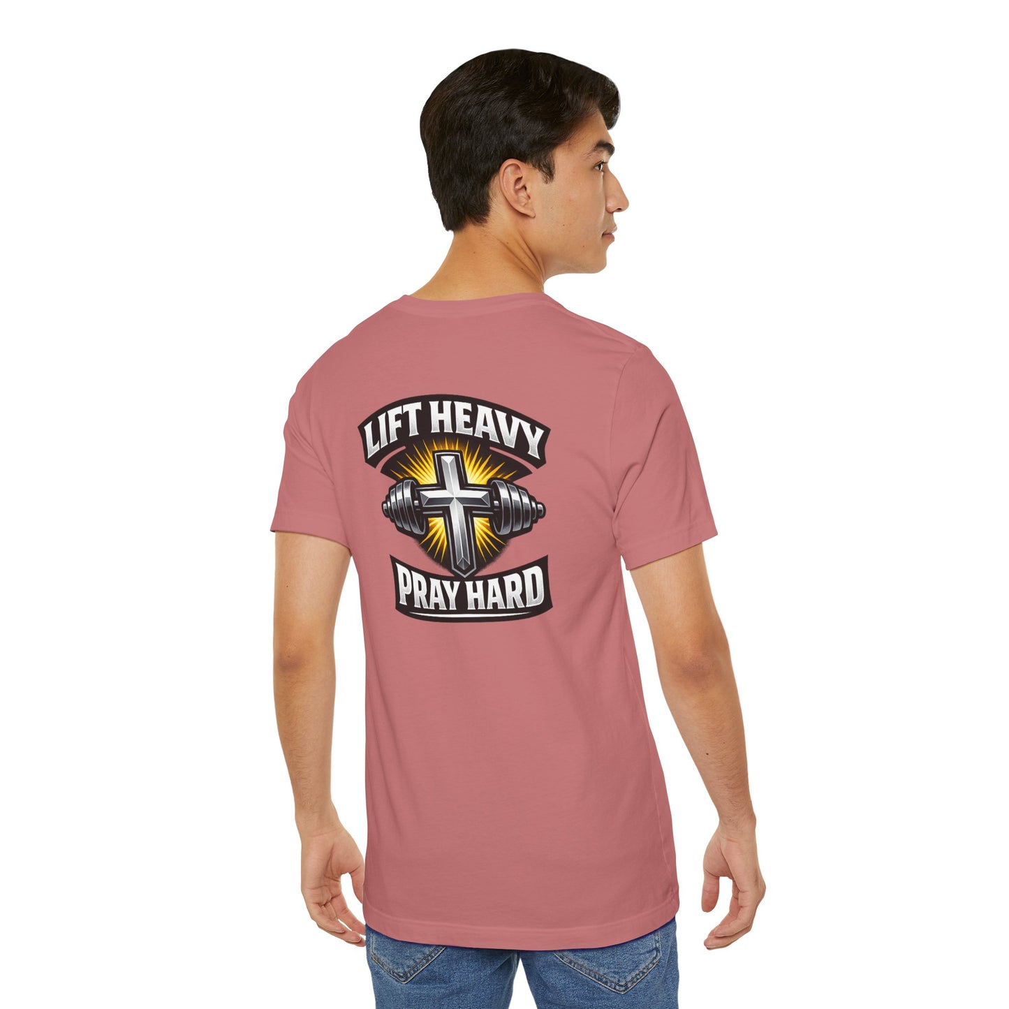 Lift Heavy Pray Hard T‑Shirt — Christian Fitness Gym Tee