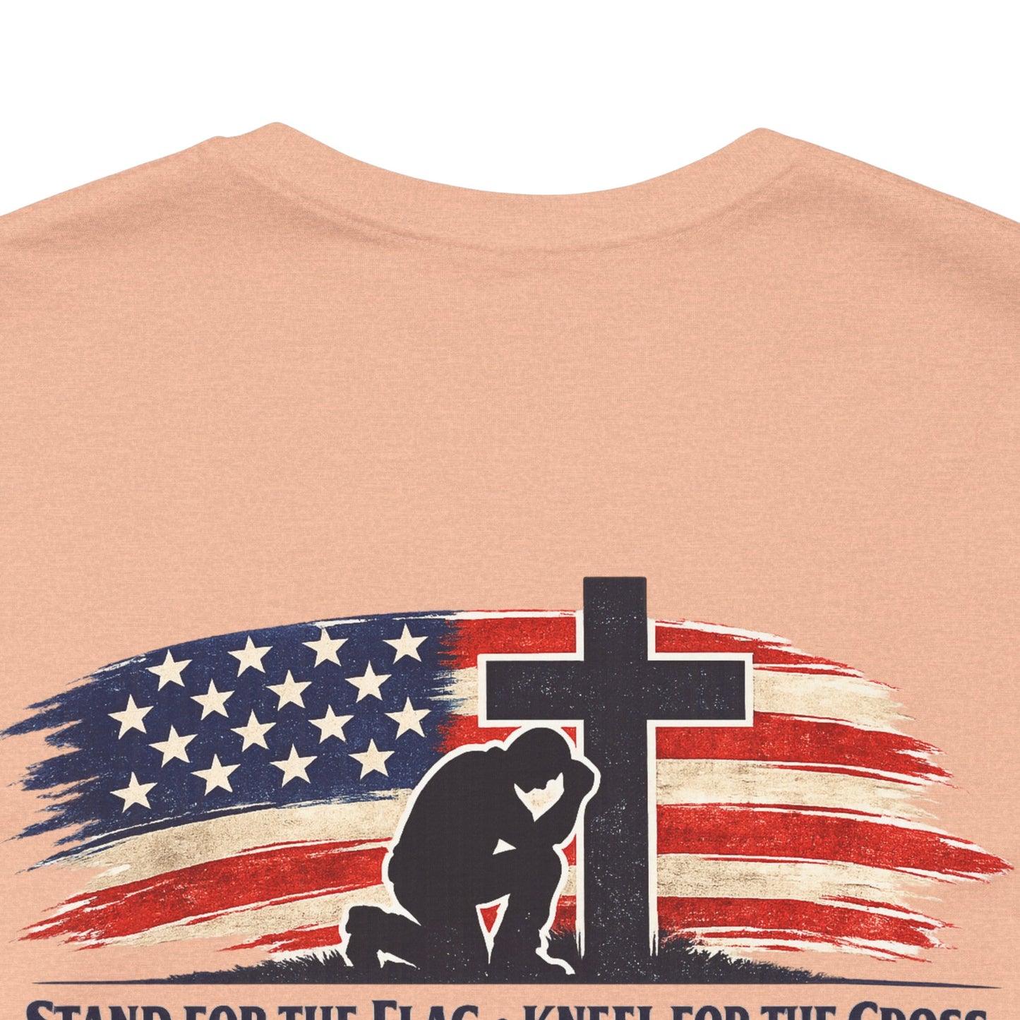 Patriotic Cross Tee – "Stand for the Flag, Kneel for the Cross" Short Sleeve T-Shirt