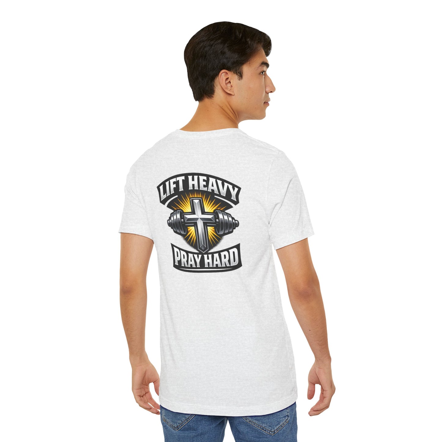 Lift Heavy Pray Hard T‑Shirt — Christian Fitness Gym Tee