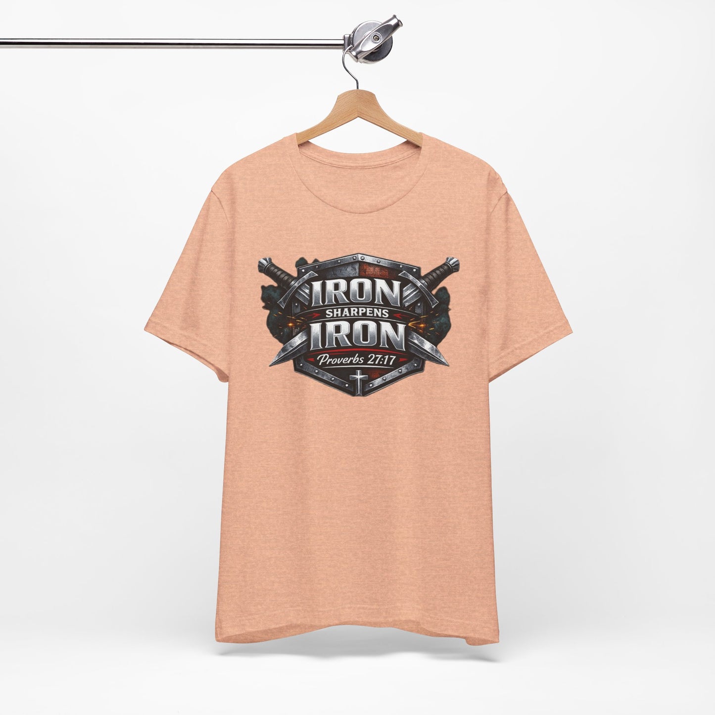 Iron Sharpens Iron T-Shirt — Faith-Based Proverbs 27:17 Graphic Tee