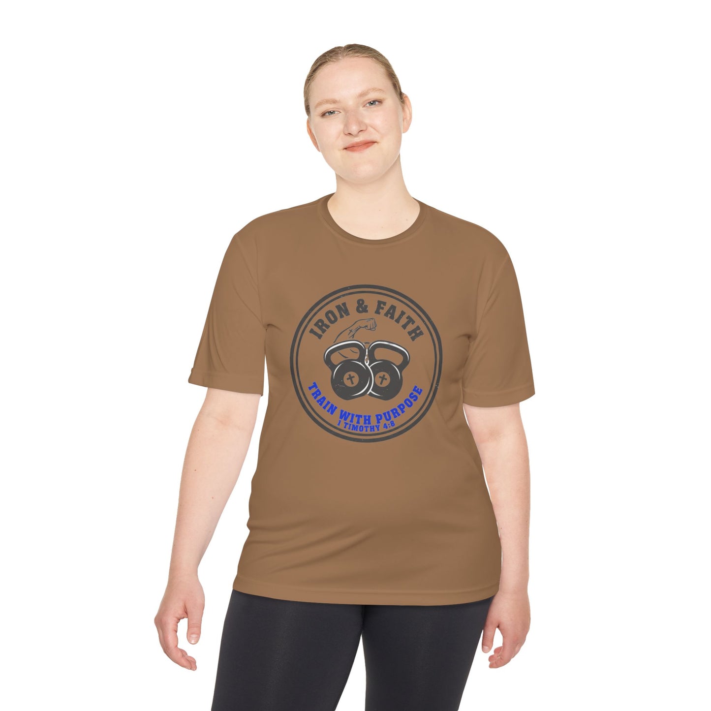 Iron & Faith Training Tee — 1 Timothy 4:8 Workout Shirt