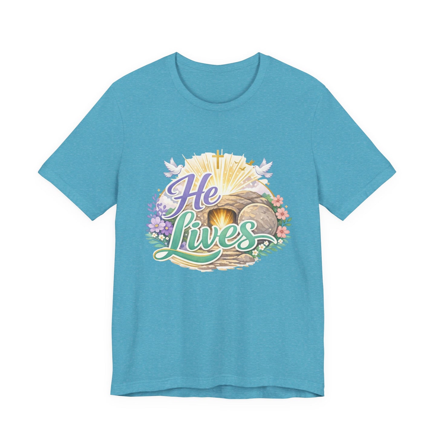 He Lives Jesus Tomb Tee — Christian Easter T‑Shirt