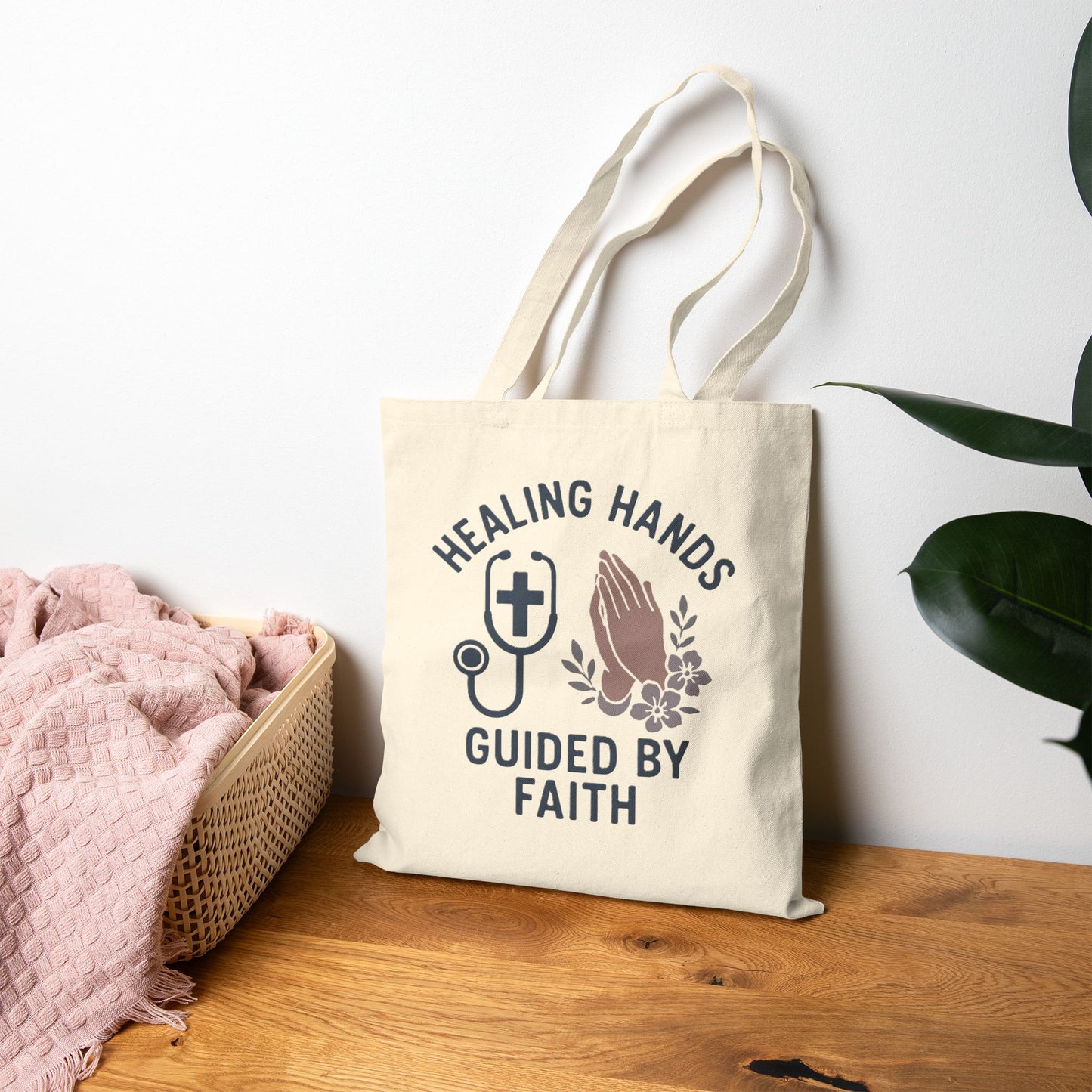 Healing Hands Guided by Faith Cotton Canvas Tote Bag