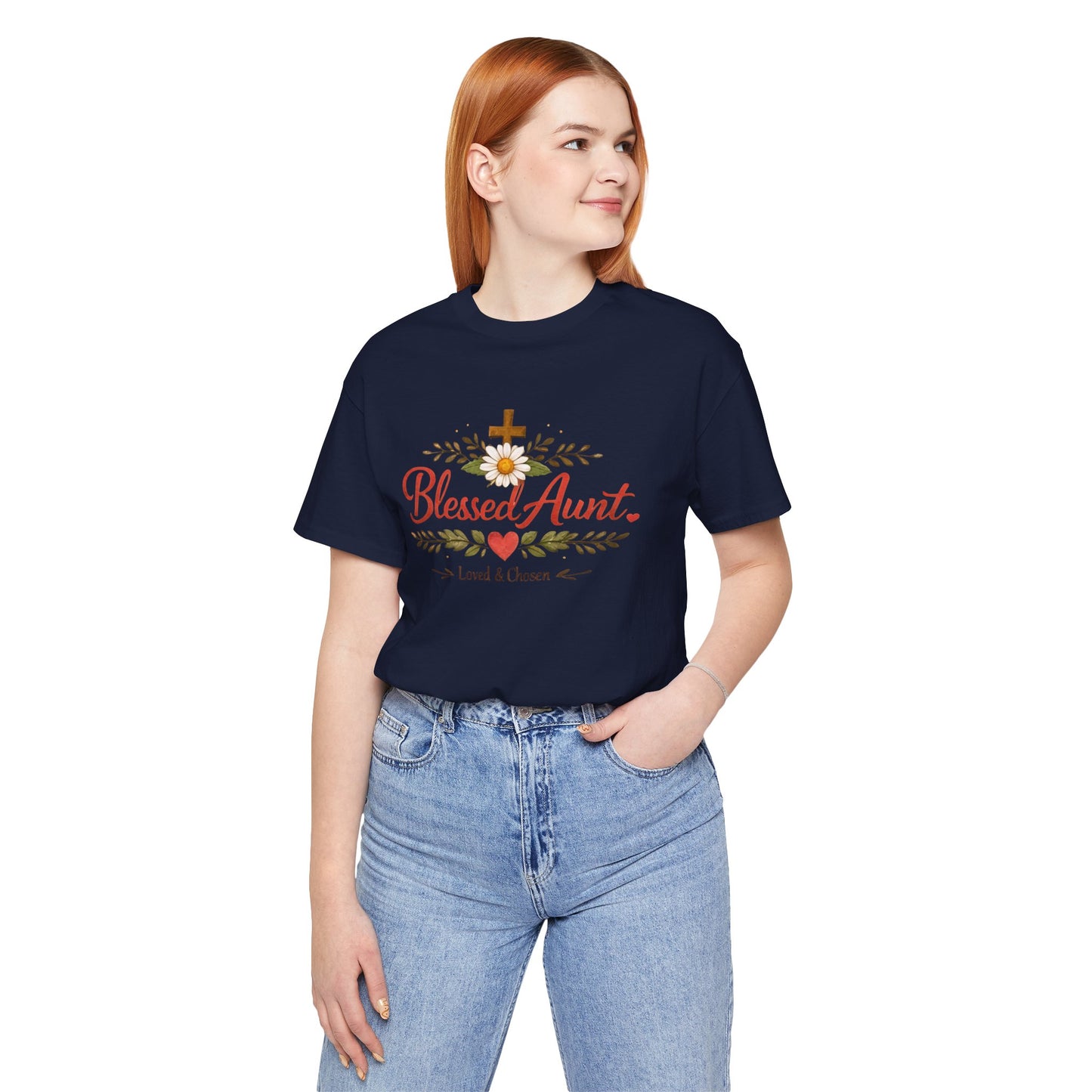 Blessed Aunt T-Shirt - "Blessed Aunt Loved & Chosen" Christian Floral Tee