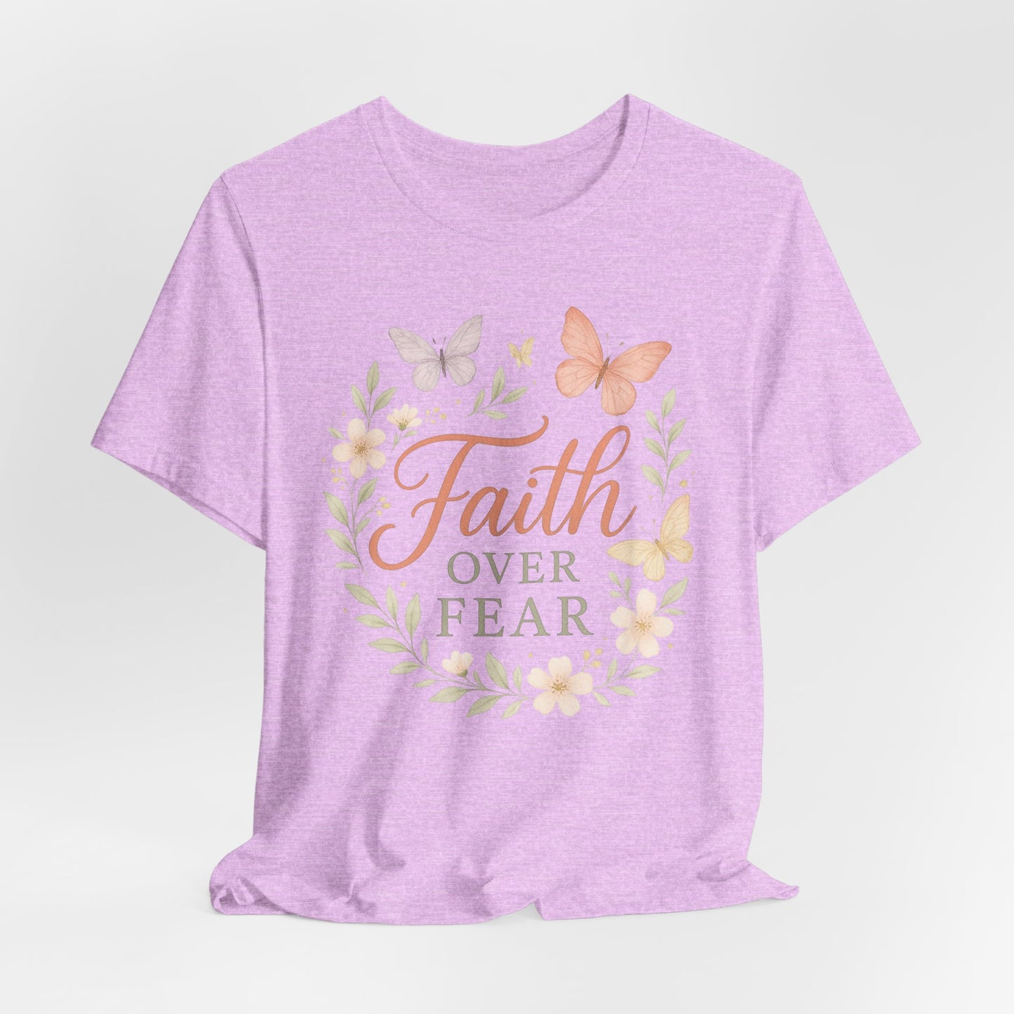 Faith Over Fear T-Shirt — Floral Butterfly Inspirational Tee