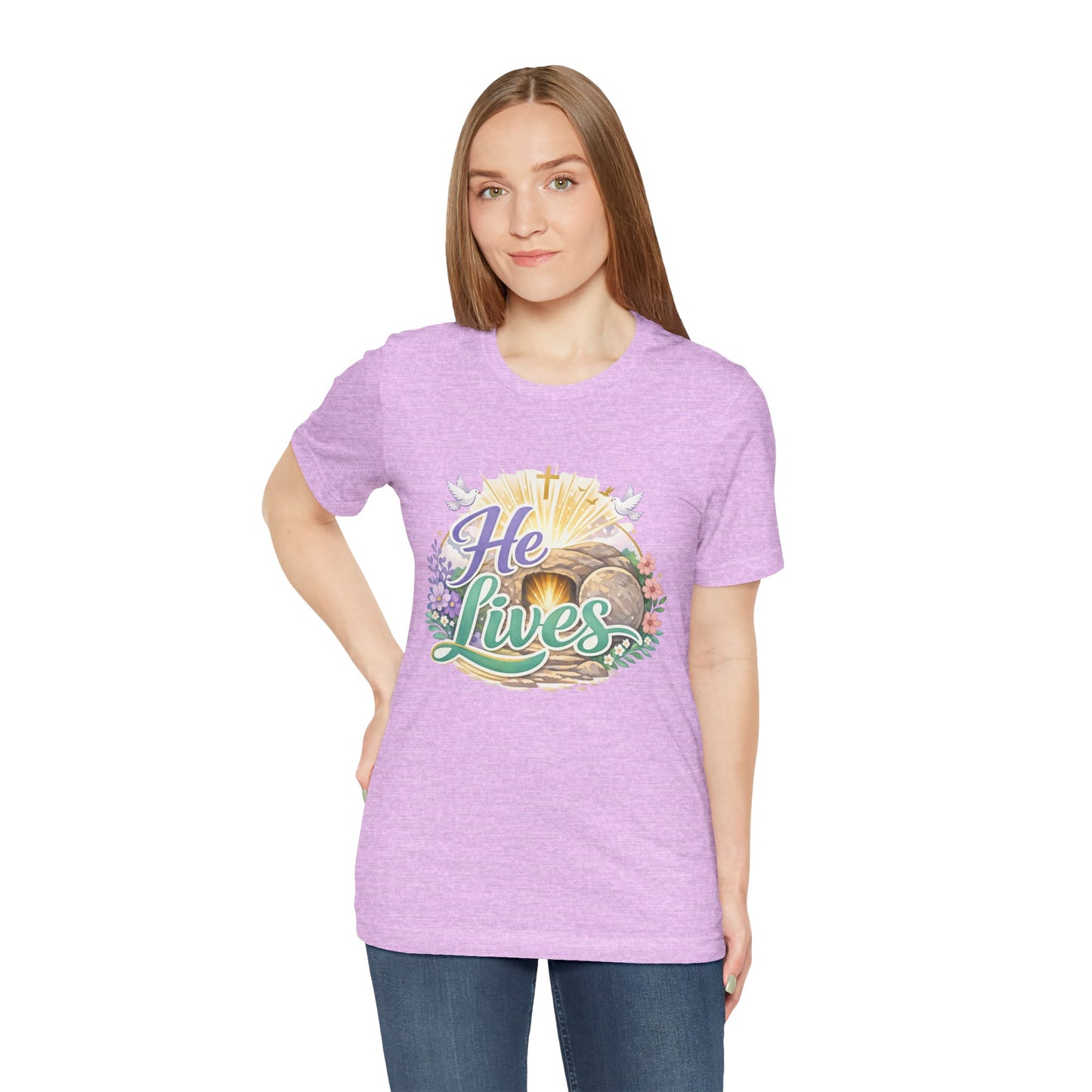 He Lives Jesus Tomb Tee — Christian Easter T‑Shirt