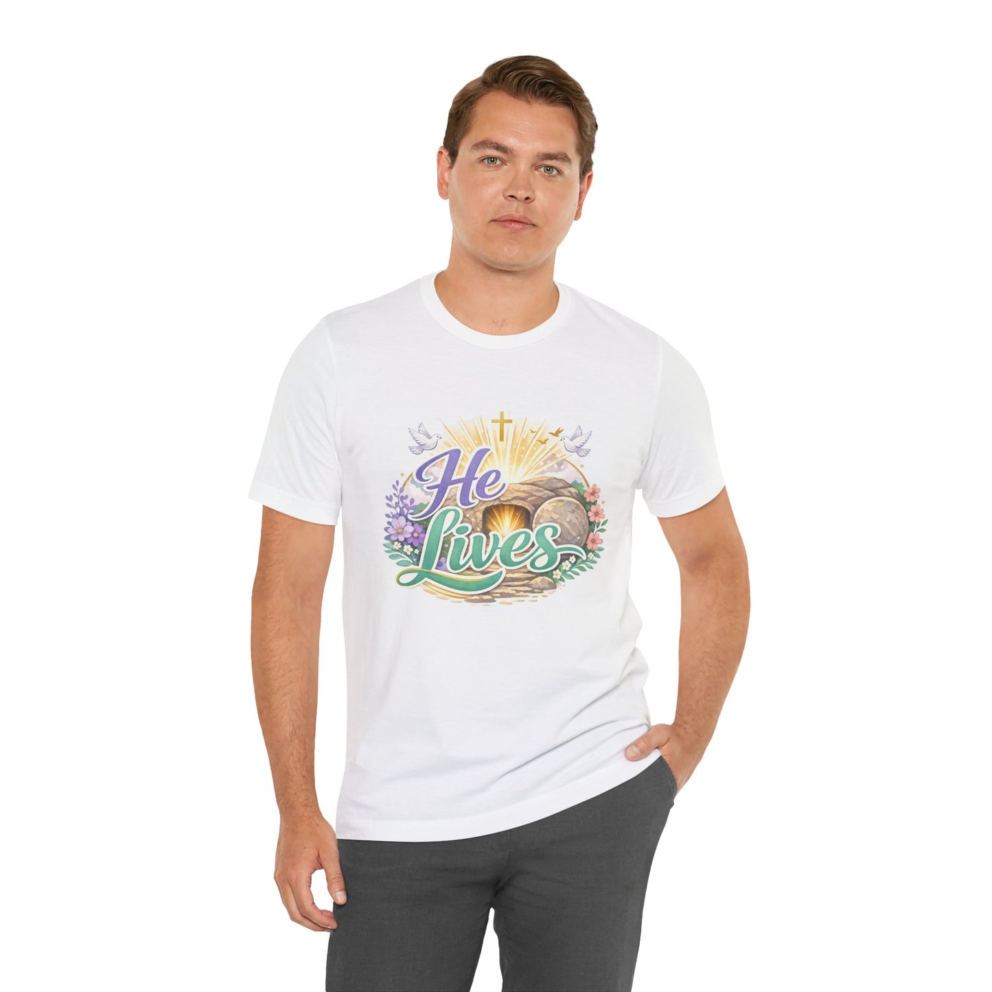 He Lives Jesus Tomb Tee — Christian Easter T‑Shirt