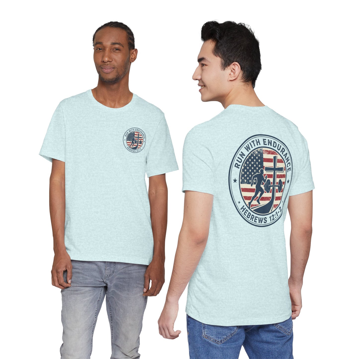 Hebrews 12:1-2 'Run With Endurance' T-Shirt — Inspirational Christian Tee