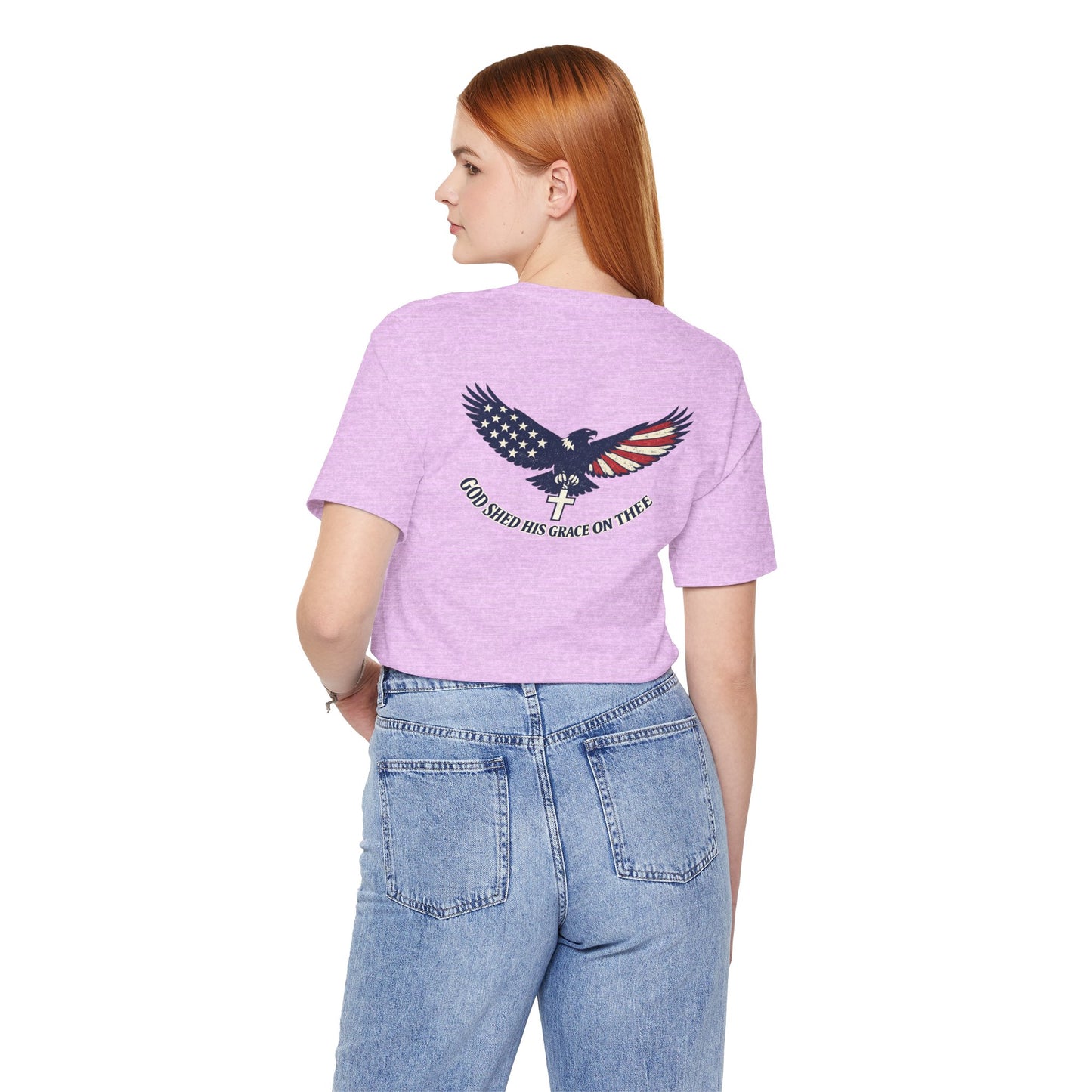 Patriotic Eagle T‑Shirt — "God Shed His Grace on Thee" Back Graphic Tee