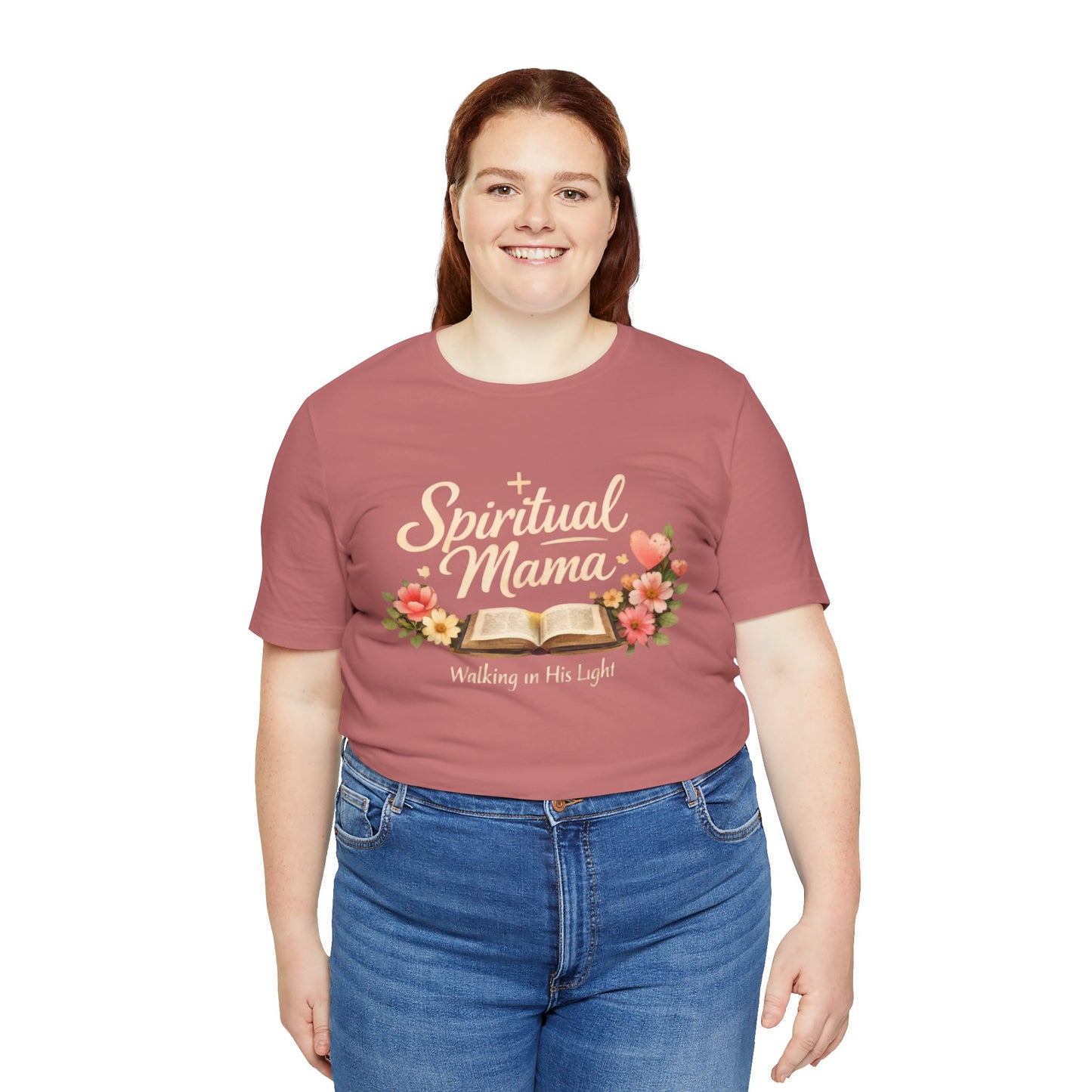 Spiritual Mama T-Shirt — "Walking in His Light" Floral Bible Tee