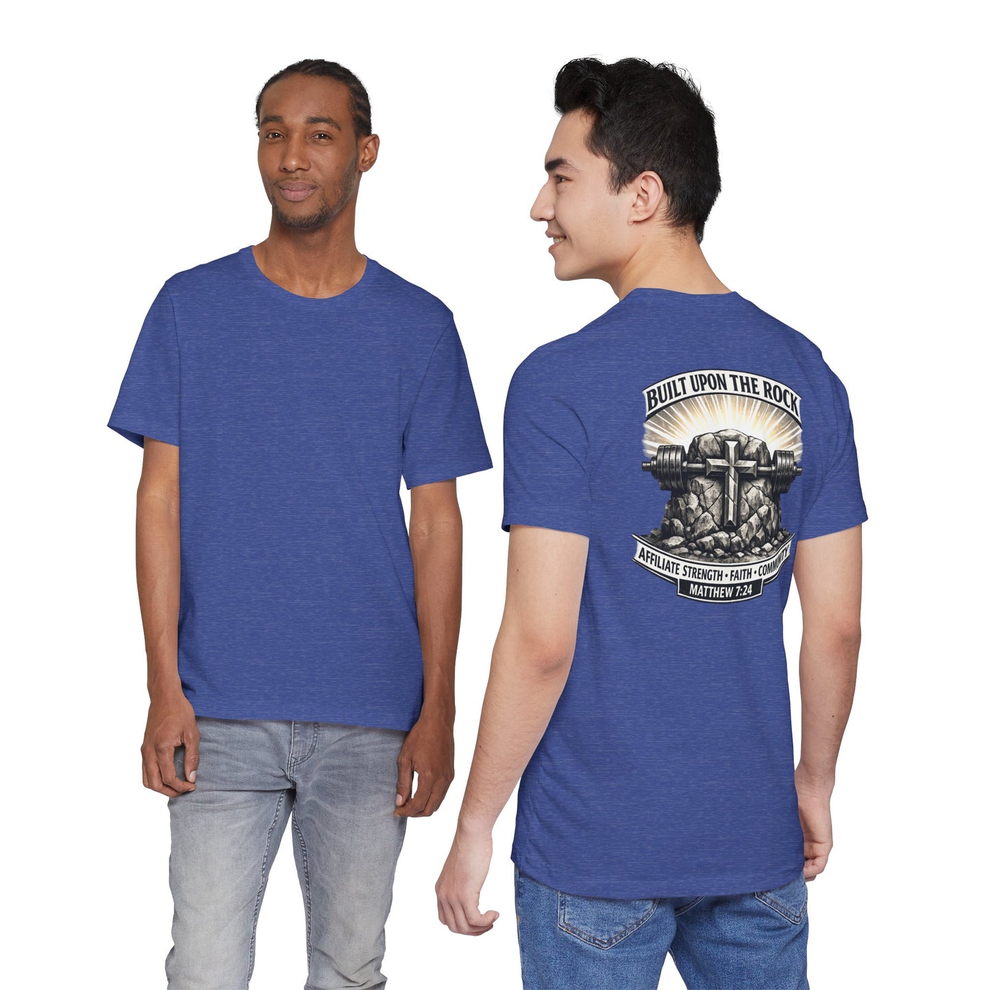 Built Upon the Rock T‑Shirt — Christian Faith Matthew 7:24 Graphic Tee