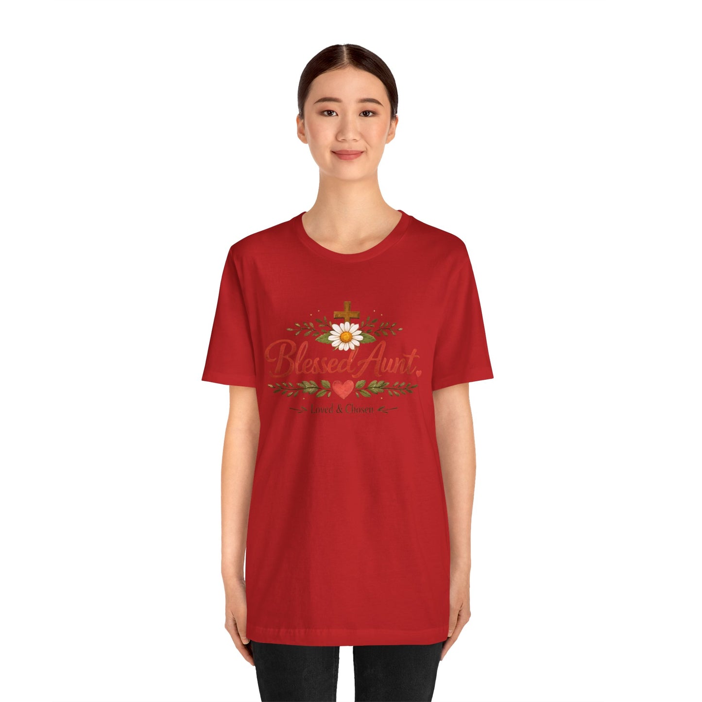 Blessed Aunt T-Shirt - "Blessed Aunt Loved & Chosen" Christian Floral Tee