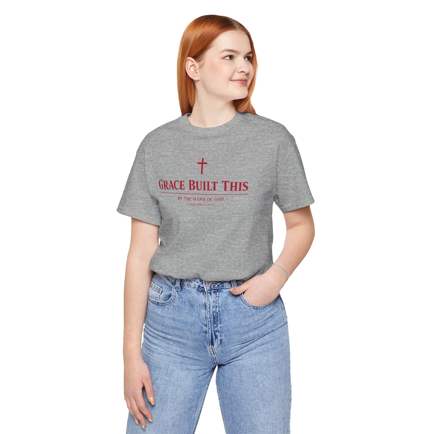 Grace Built This T-Shirt — Christian Faith Tee with Cross