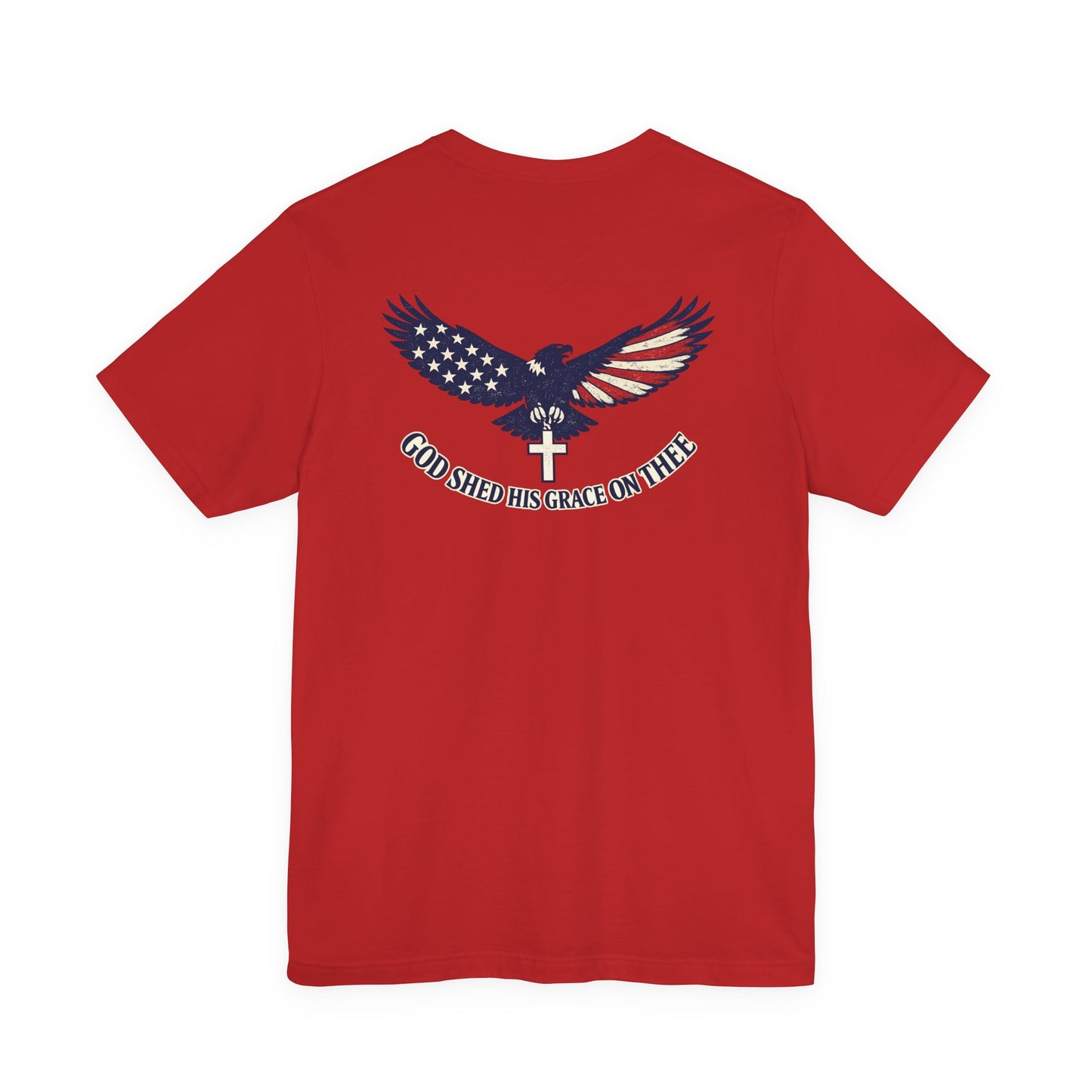 Patriotic Eagle T‑Shirt — "God Shed His Grace on Thee" Back Graphic Tee