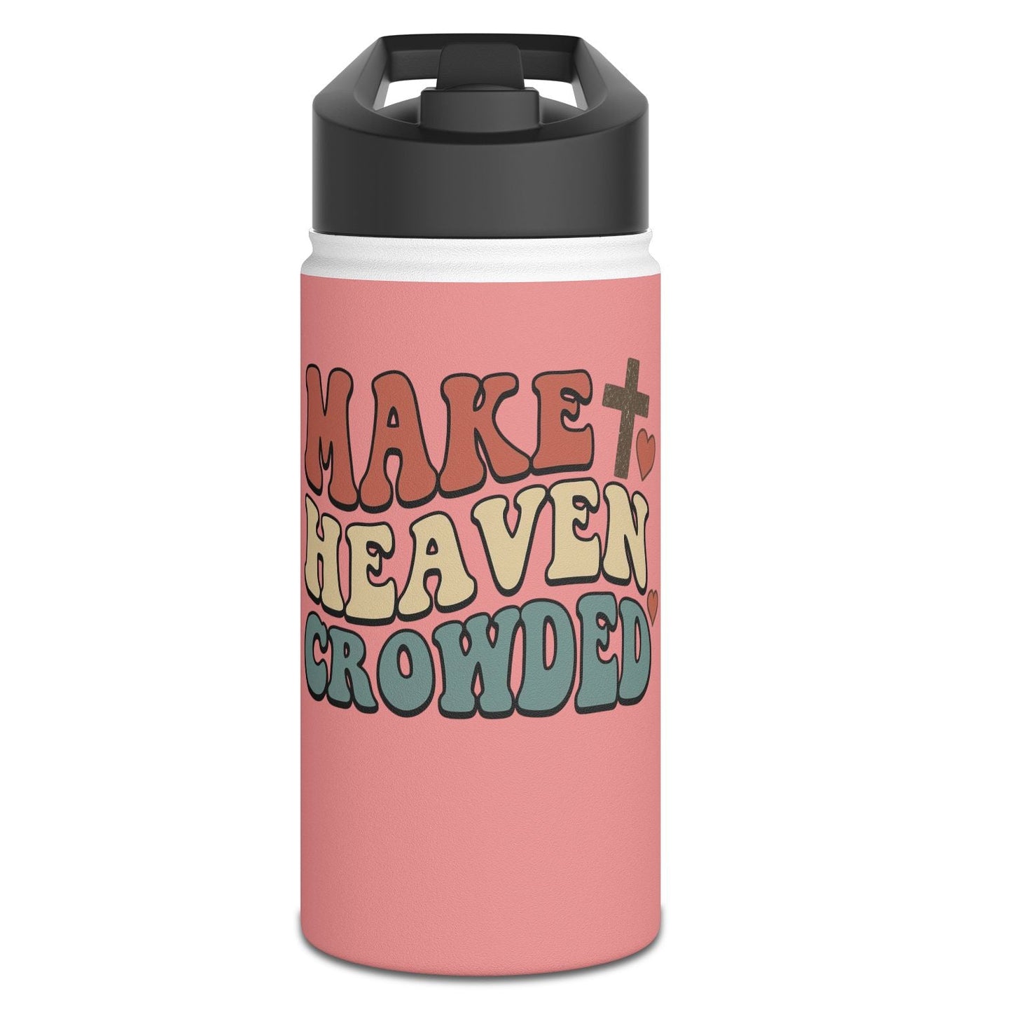 Make Heaven Crowded Stainless Steel Water Bottle — Retro Pink Inspirational Bottle