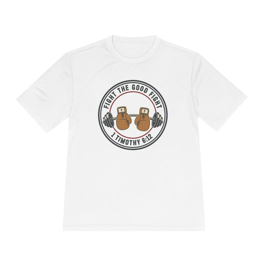1 Timothy 6:12 'Fight the Good Fight' Moisture-Wicking Workout Tee