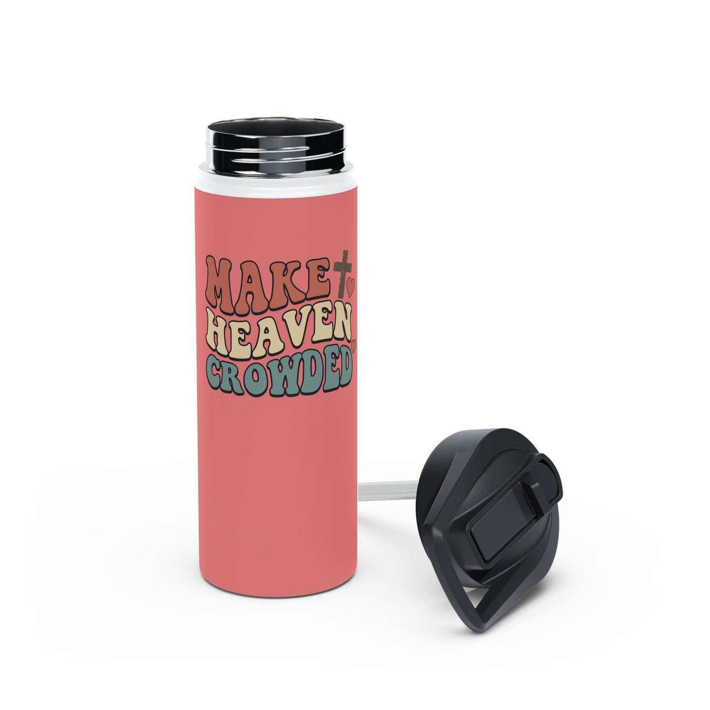 Make Heaven Crowded Stainless Steel Water Bottle — Retro Pink Inspirational Bottle