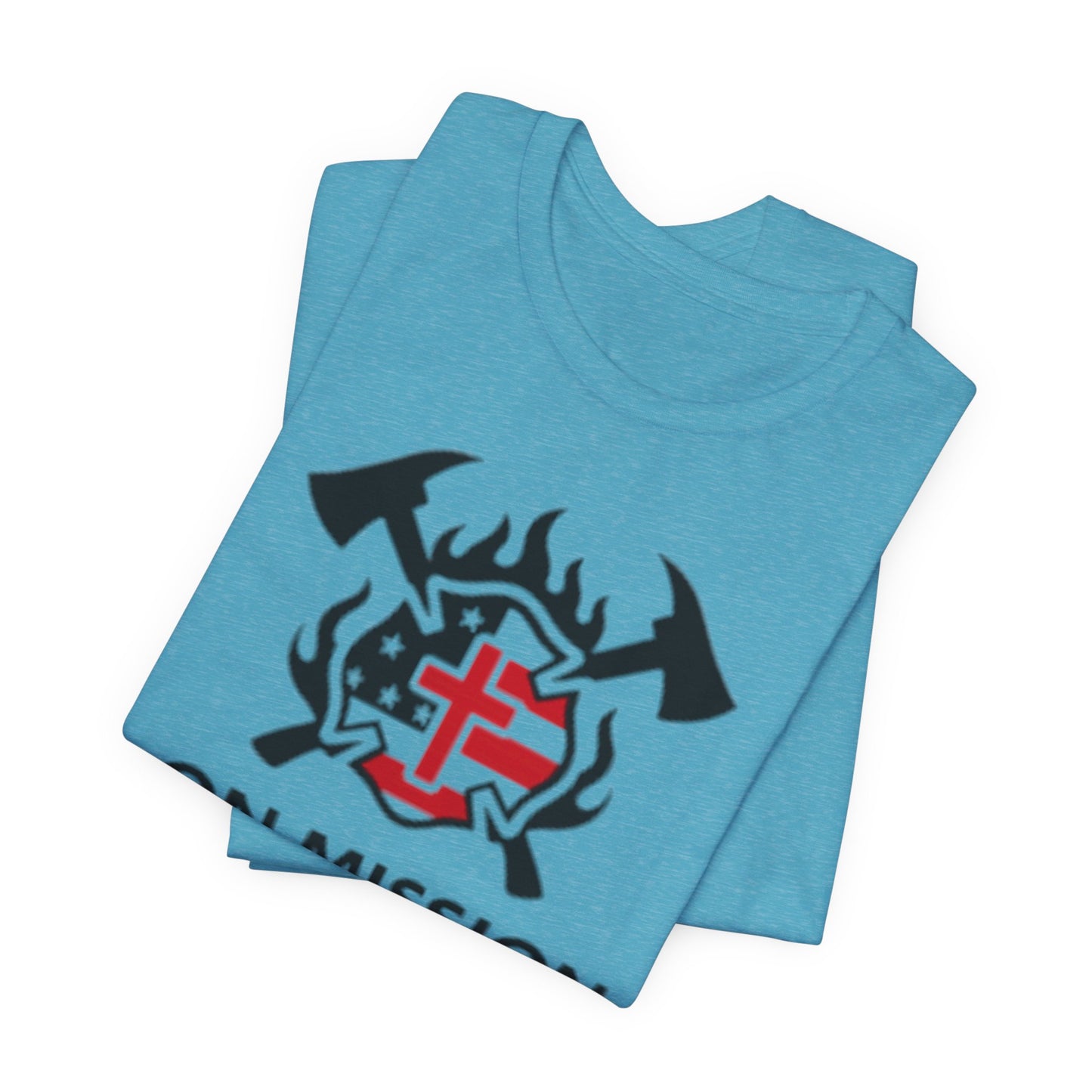 On Mission Christian Cross & American Flag T‑Shirt