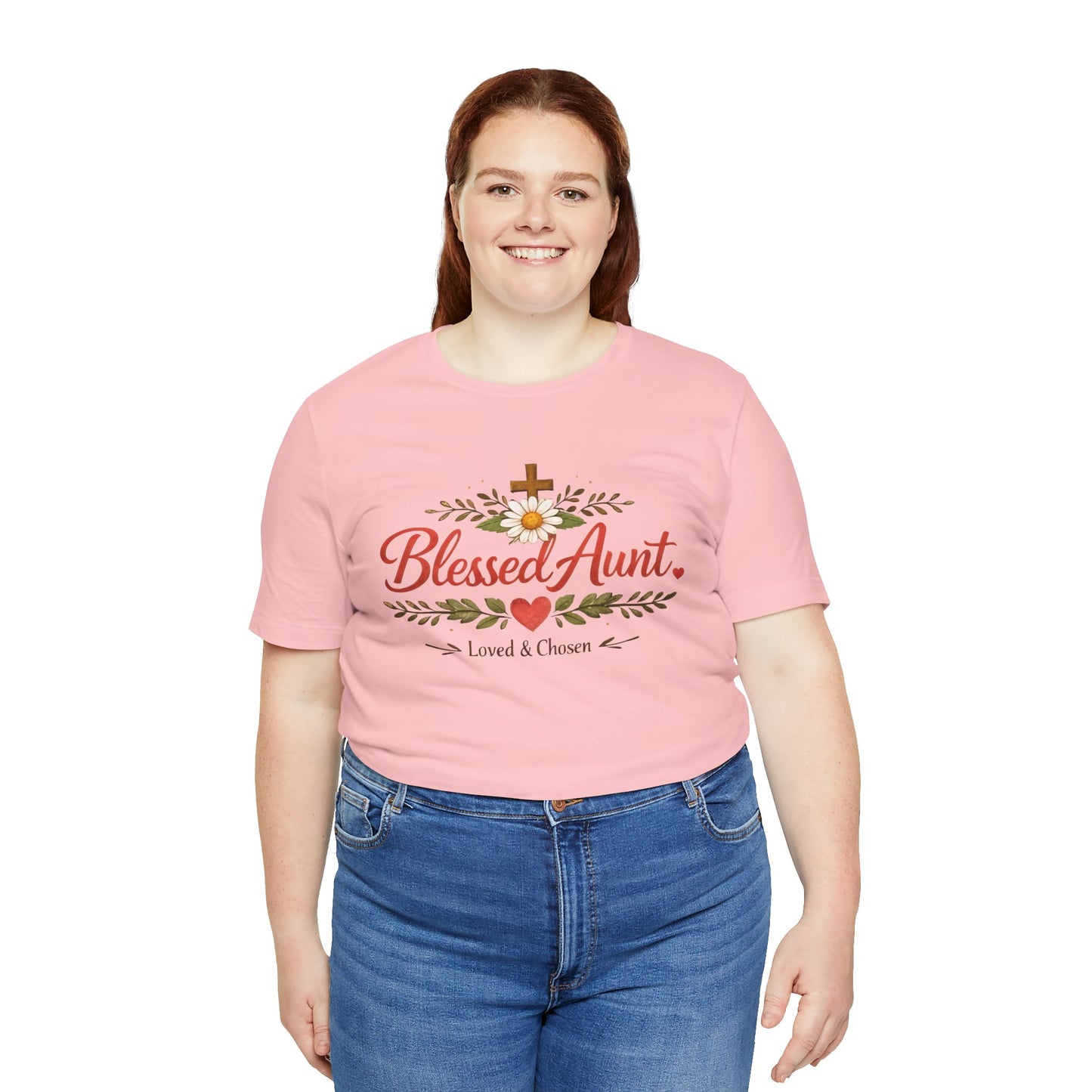Blessed Aunt T-Shirt - "Blessed Aunt Loved & Chosen" Christian Floral Tee