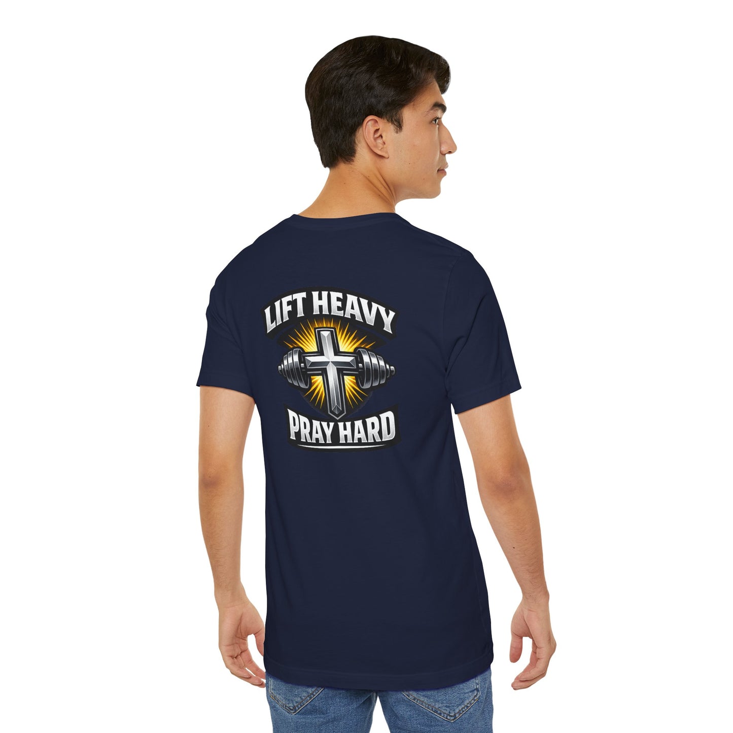 Lift Heavy Pray Hard T‑Shirt — Christian Fitness Gym Tee