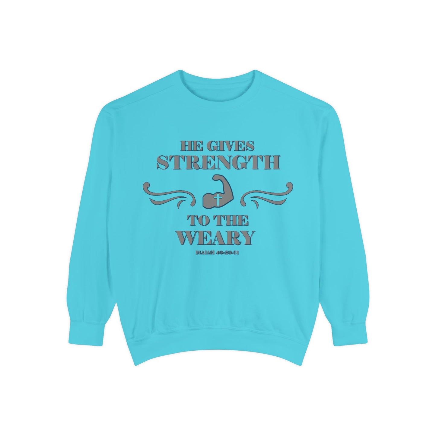 Bible Verse Isaiah 40:29-31 Unisex Sweatshirt 'He Gives Strength to the Weary'