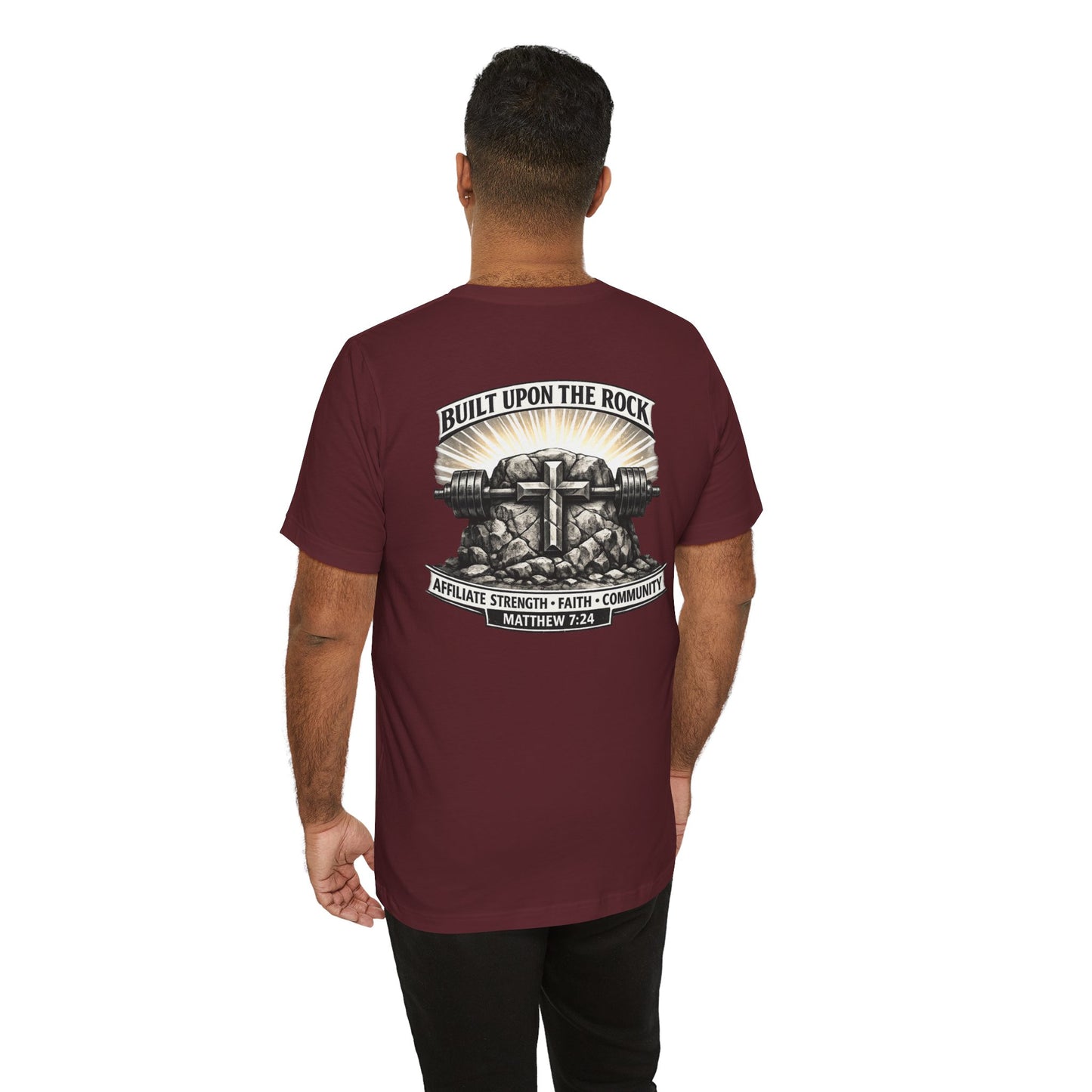 Built Upon the Rock T‑Shirt — Christian Faith Matthew 7:24 Graphic Tee