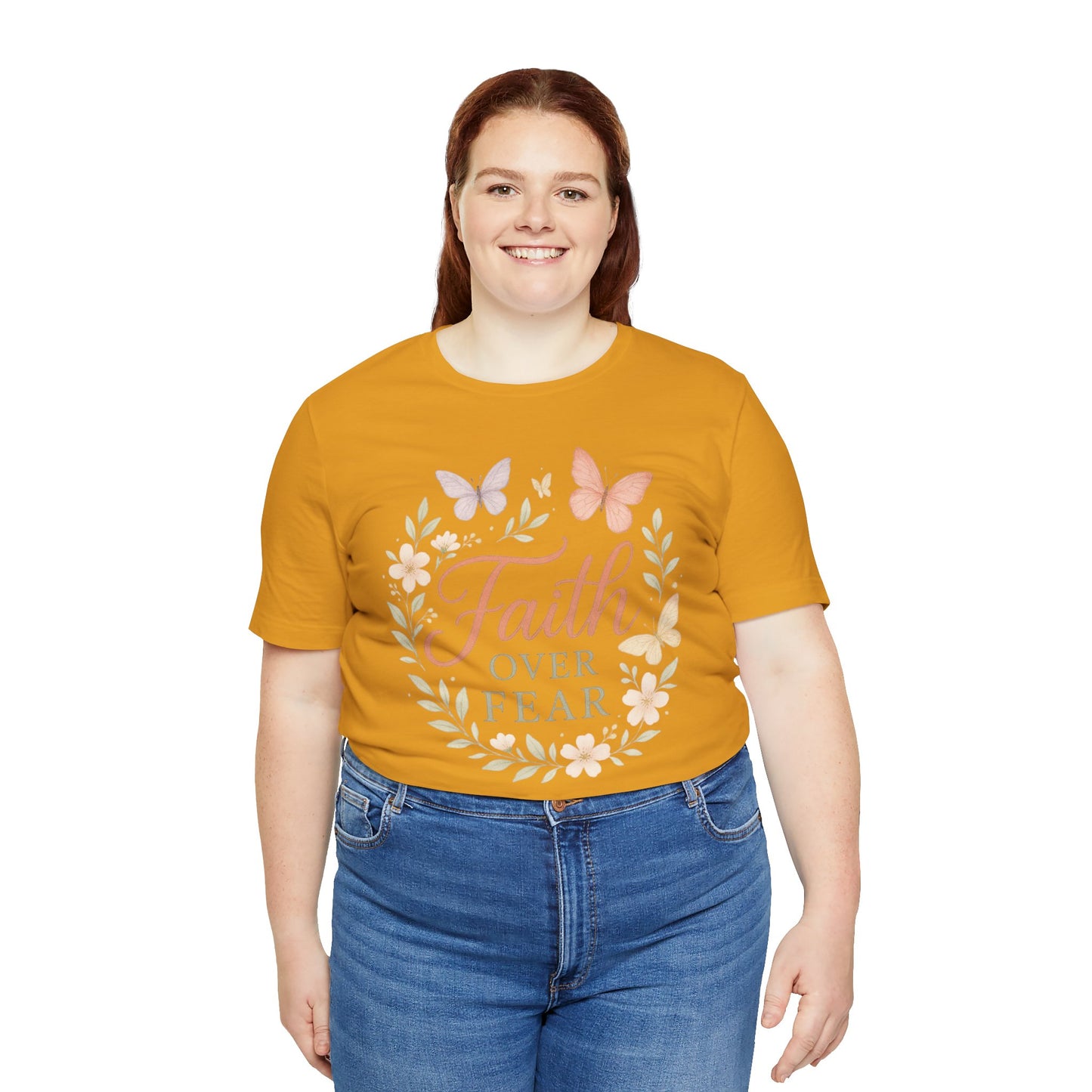 Faith Over Fear T-Shirt — Floral Butterfly Inspirational Tee