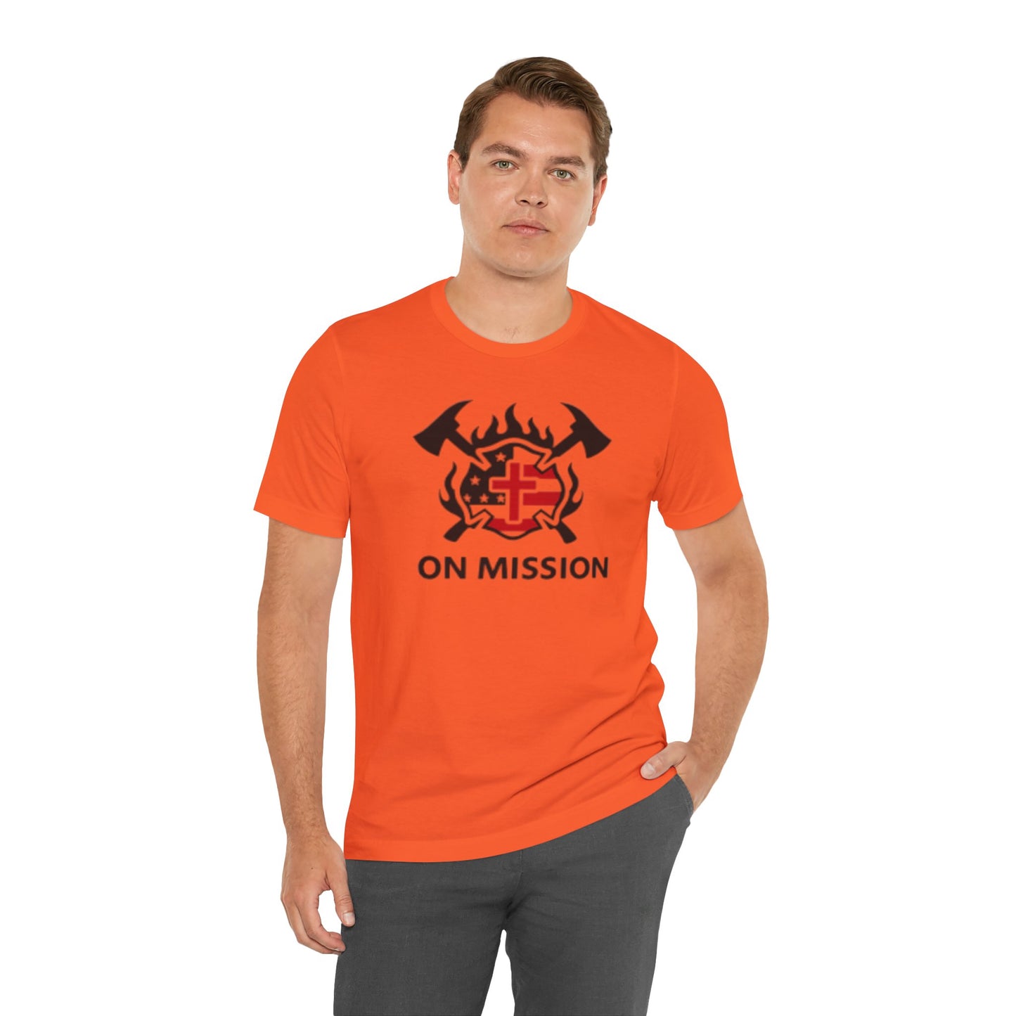 On Mission Christian Cross & American Flag T‑Shirt