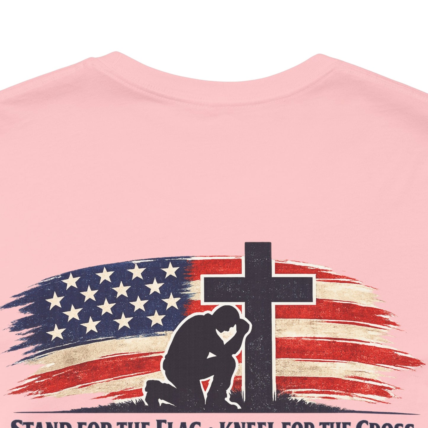 Patriotic Cross Tee – "Stand for the Flag, Kneel for the Cross" Short Sleeve T-Shirt