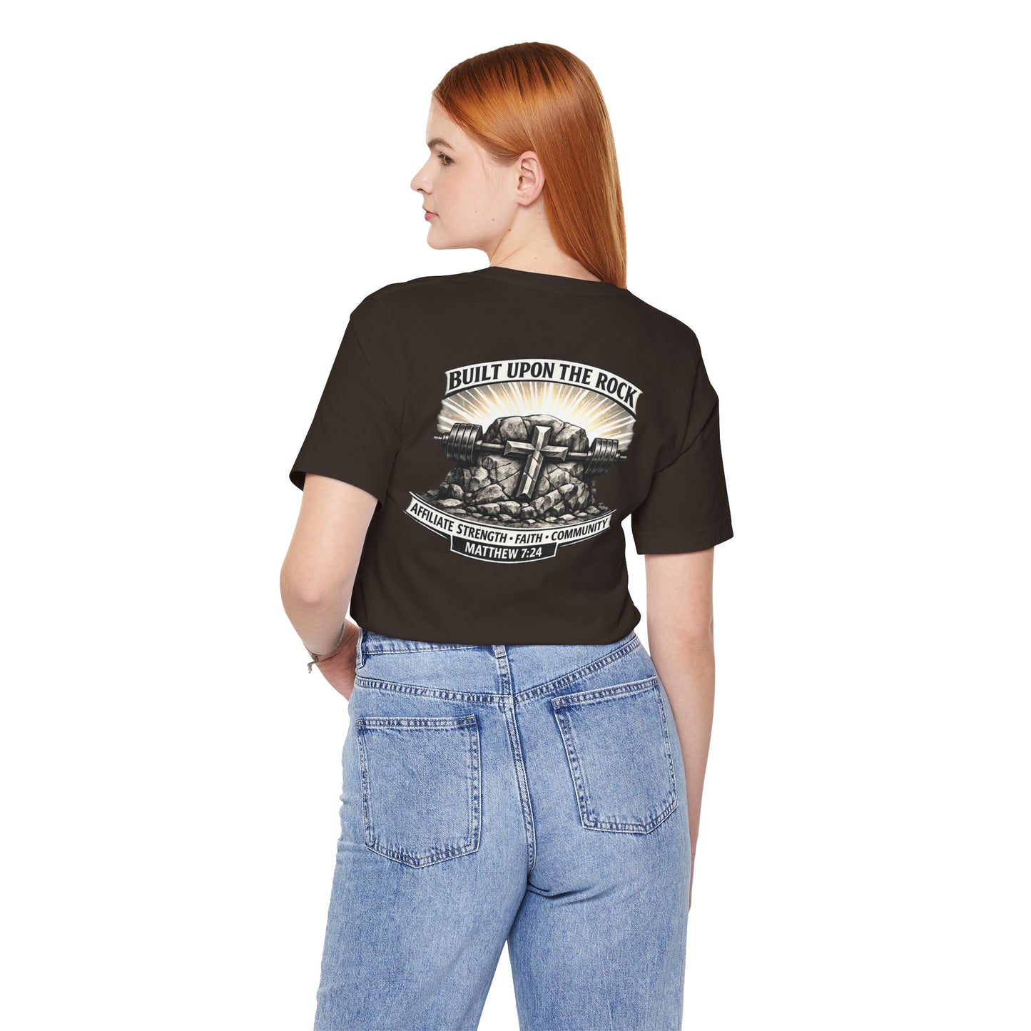 Built Upon the Rock T‑Shirt — Christian Faith Matthew 7:24 Graphic Tee