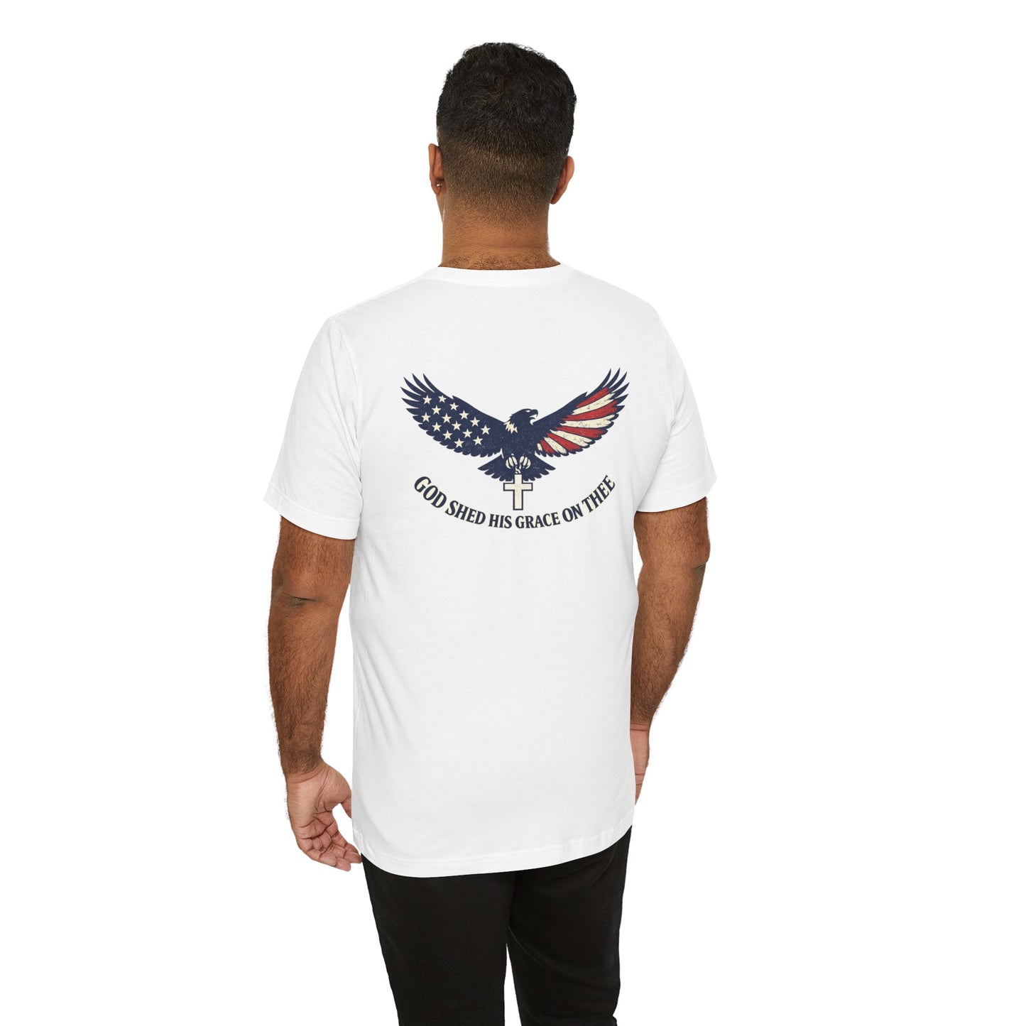 Patriotic Eagle T‑Shirt — "God Shed His Grace on Thee" Back Graphic Tee