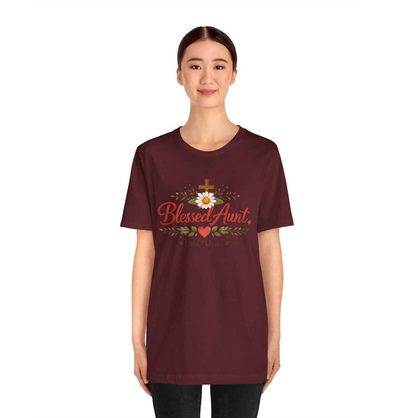 Blessed Aunt T-Shirt - "Blessed Aunt Loved & Chosen" Christian Floral Tee