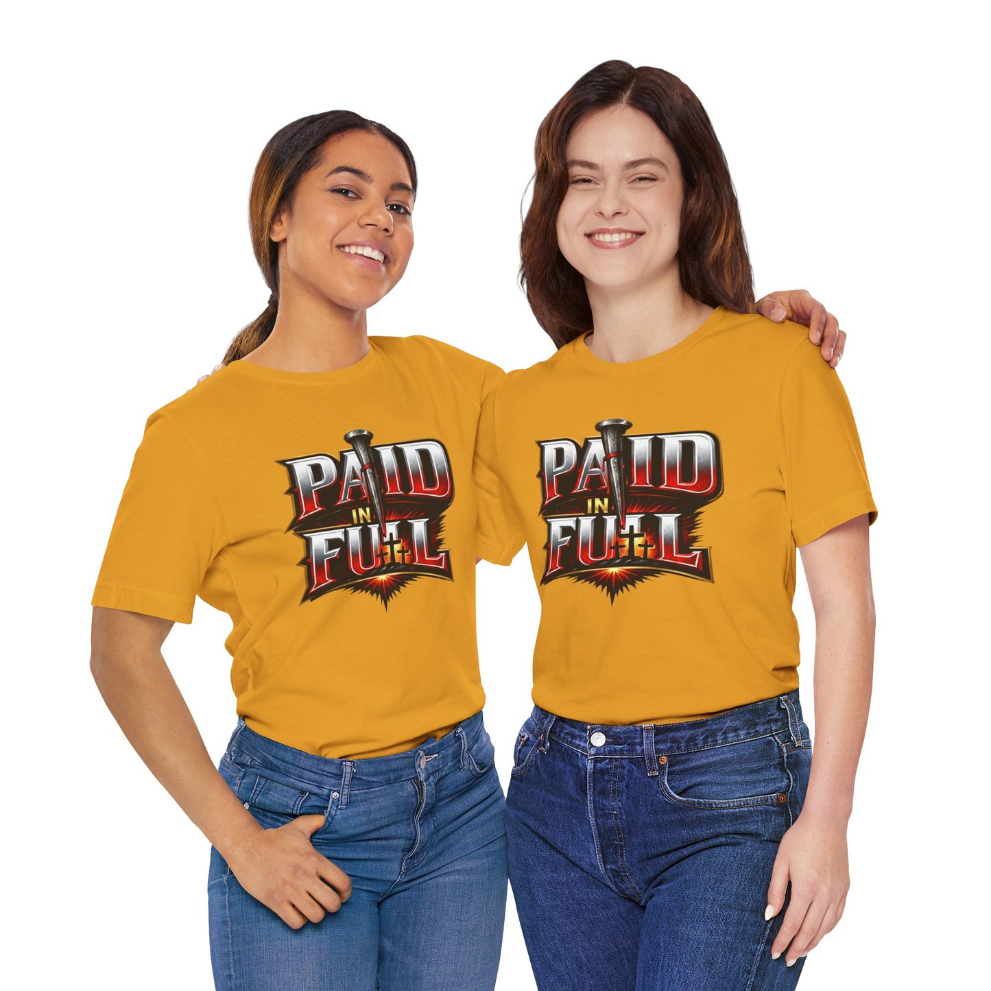 Paid In Full Christian Cross T-Shirt — Nail & Triple Cross Graphic