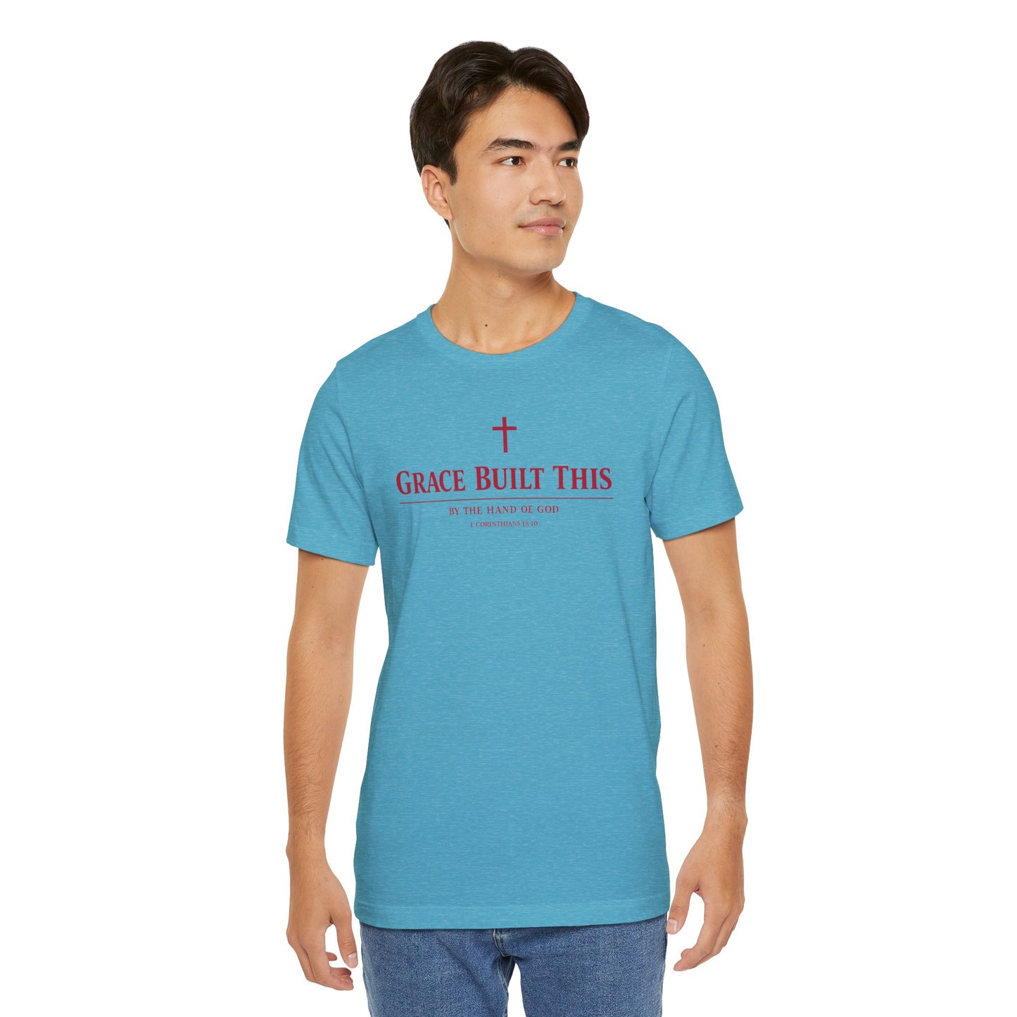 Grace Built This T-Shirt — Christian Faith Tee with Cross