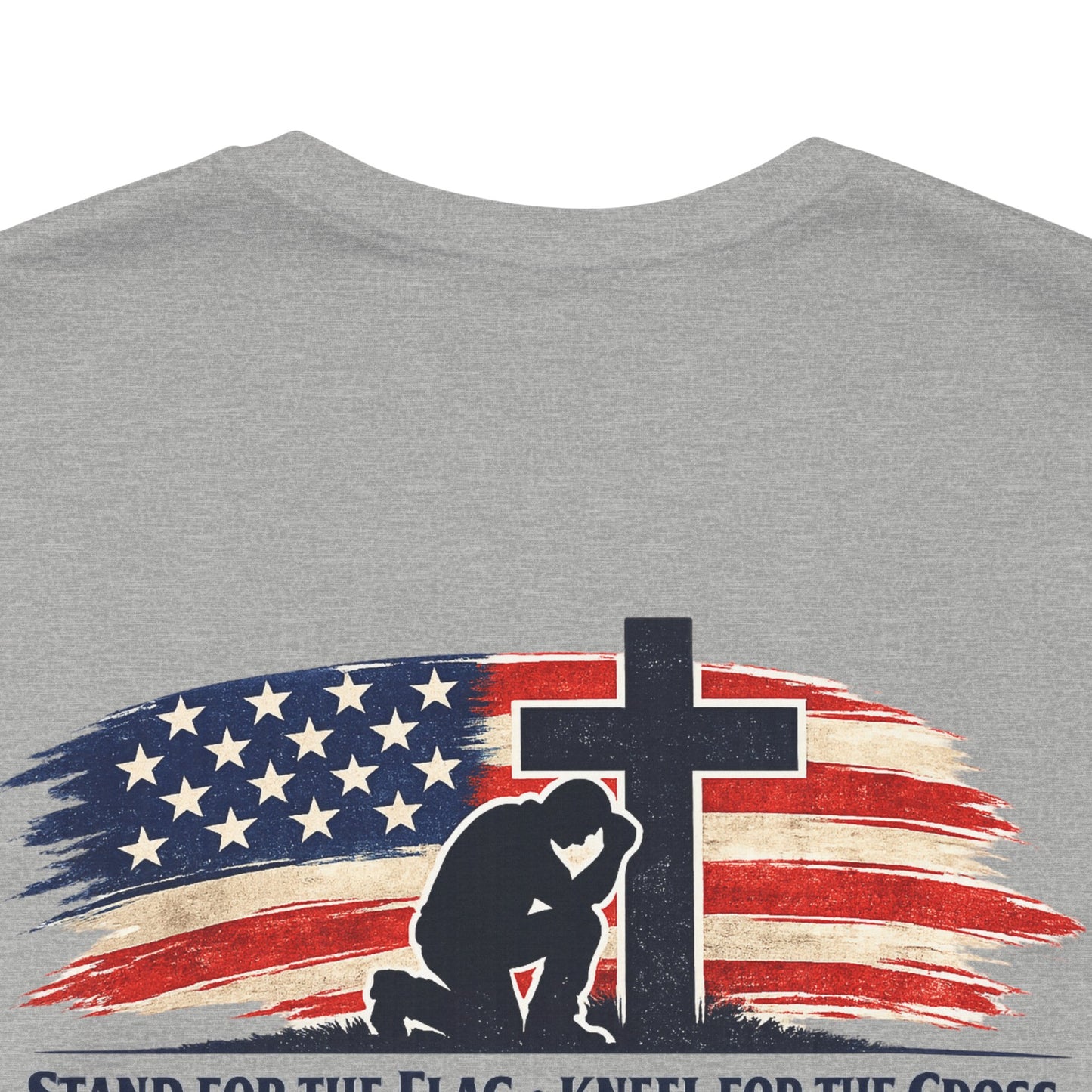 Patriotic Cross Tee – "Stand for the Flag, Kneel for the Cross" Short Sleeve T-Shirt