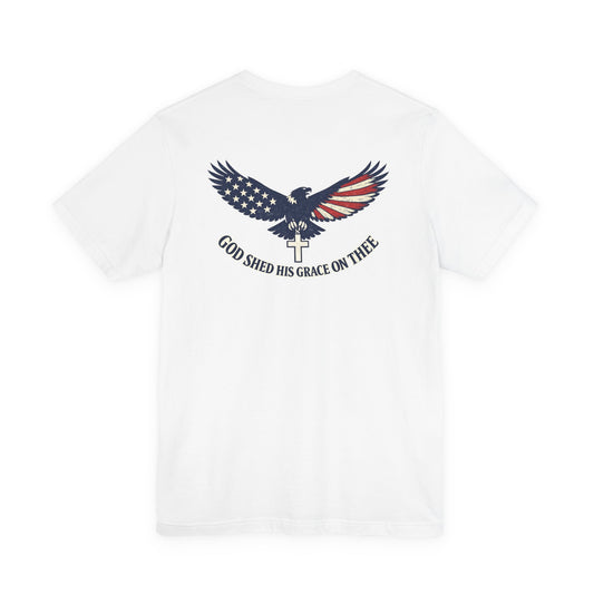 Patriotic Eagle T‑Shirt — "God Shed His Grace on Thee" Back Graphic Tee