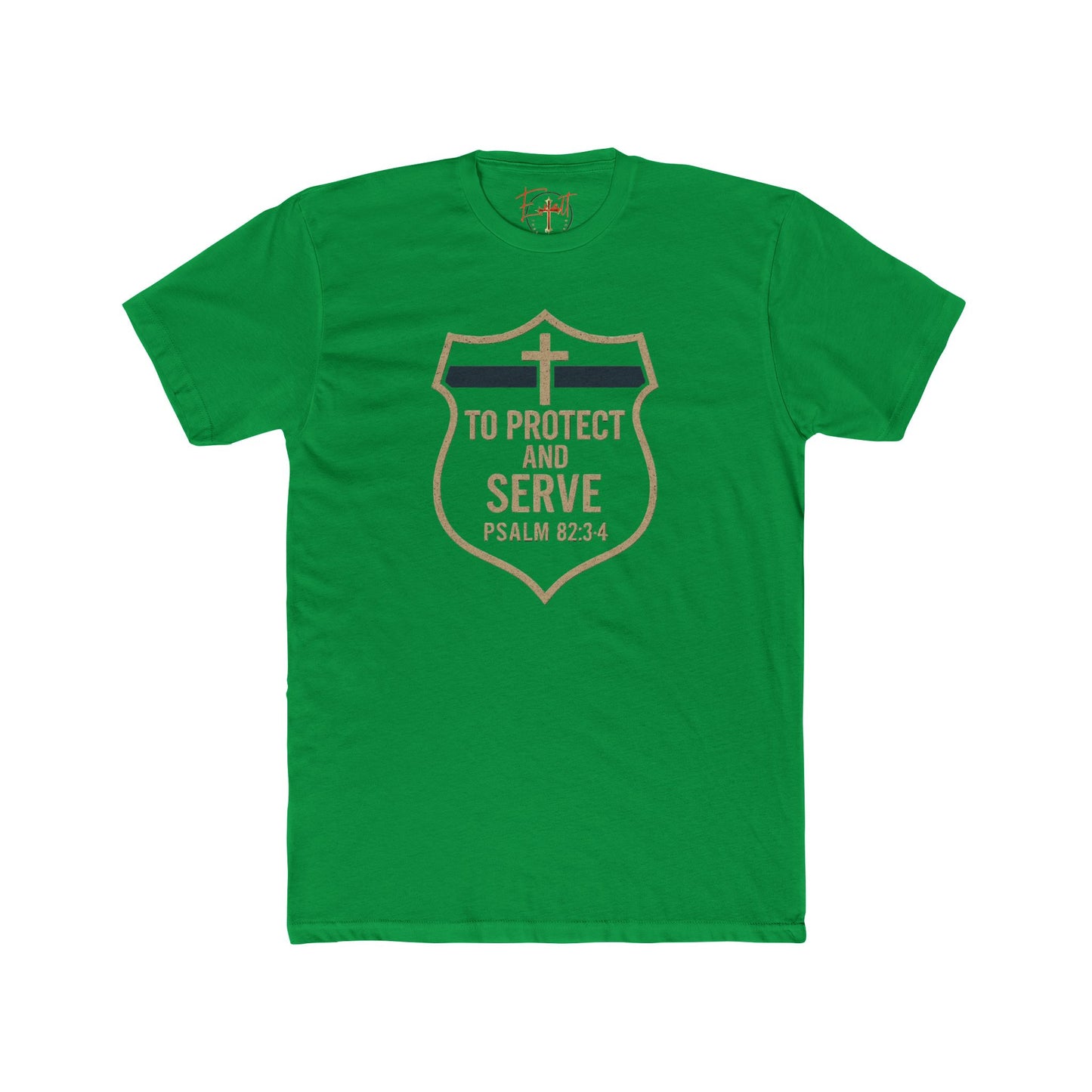 Blue Line "Serve and Protect" Christian Cross T-Shirt