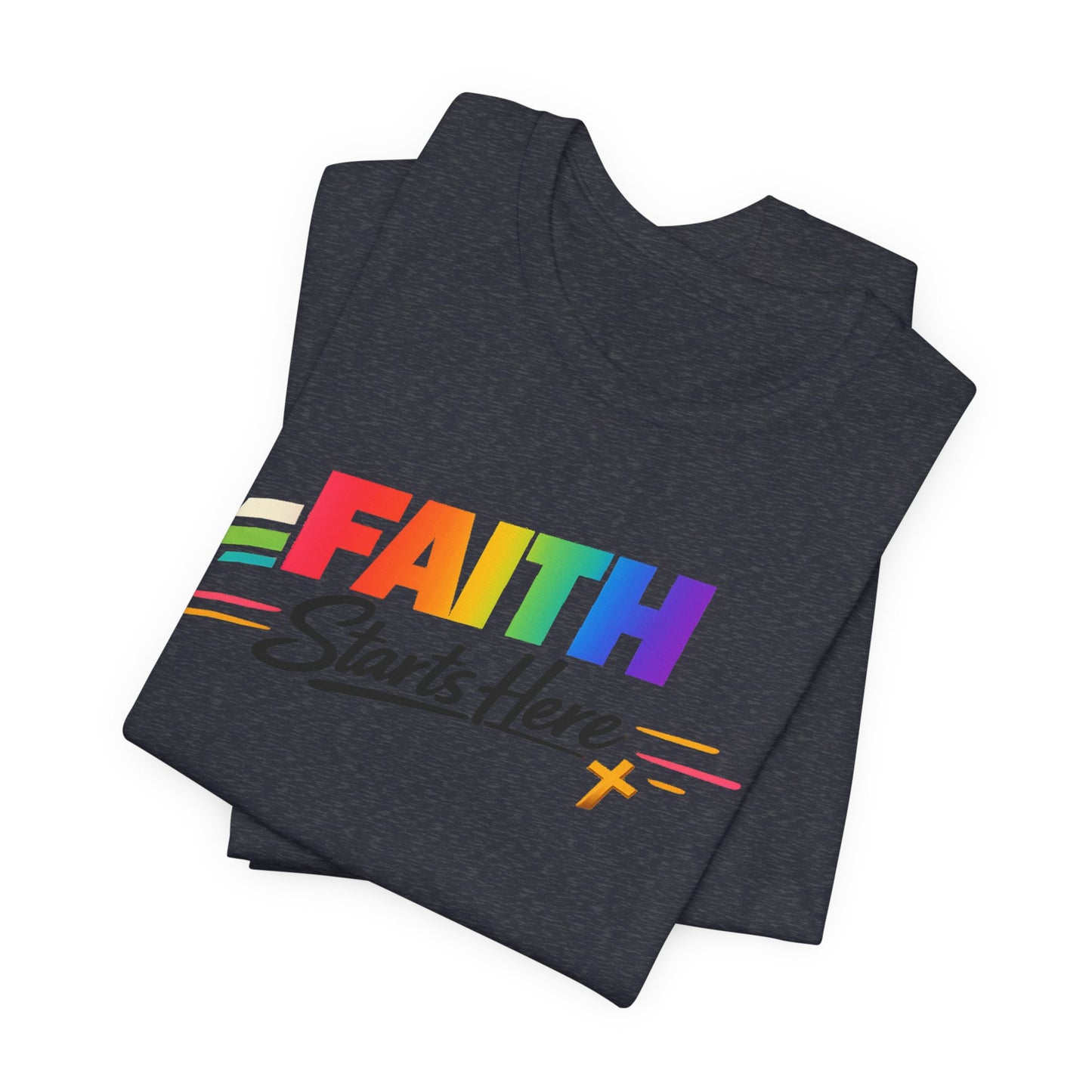 Faith Starts Here Rainbow Tee