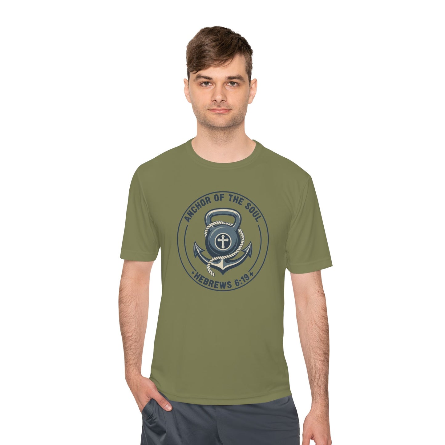 Hebrews 6:19 Anchor of the Soul Moisture-Wicking Workout Tee