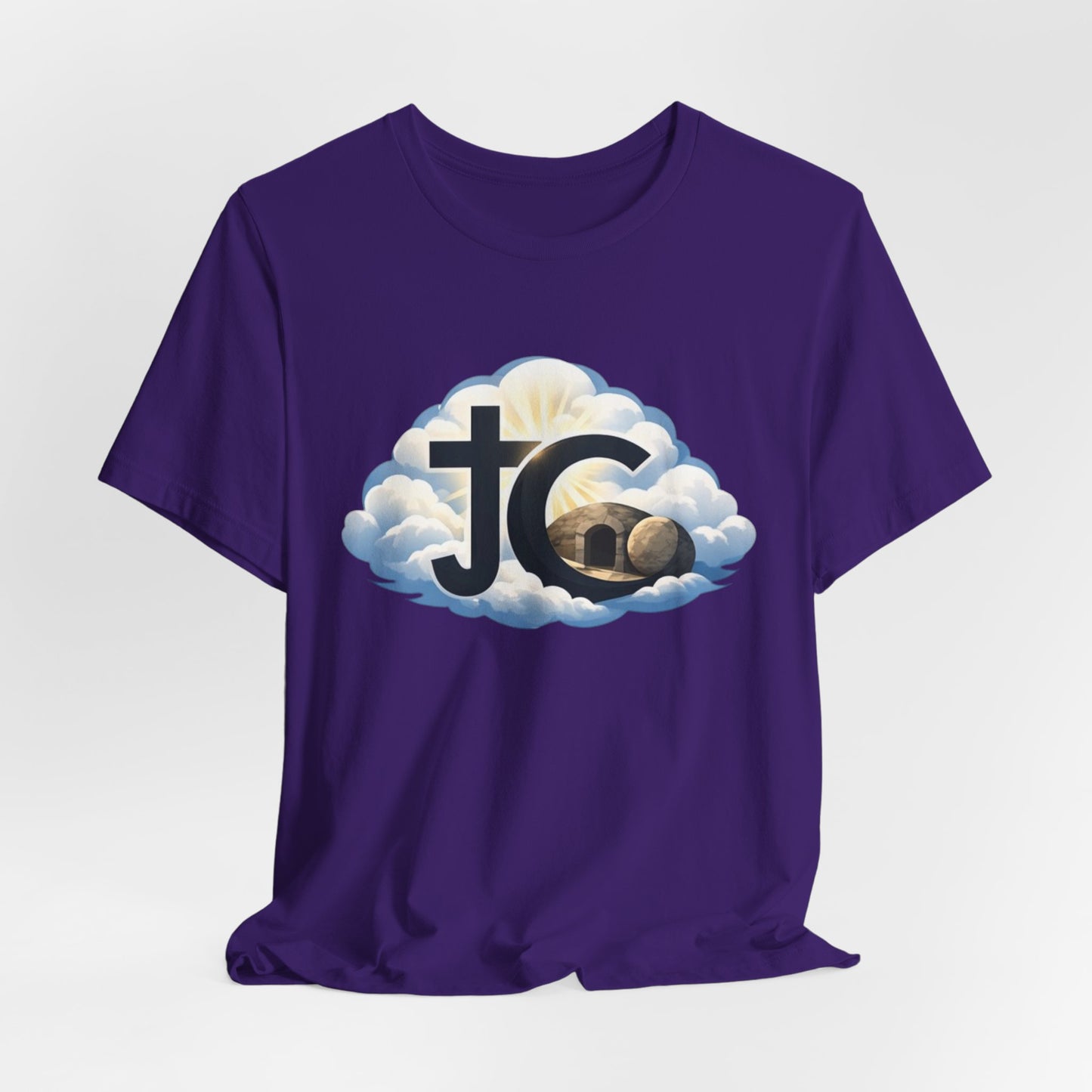 Jesus Christ (JC) Cross Tee — Crucified, Risen & Coming Again