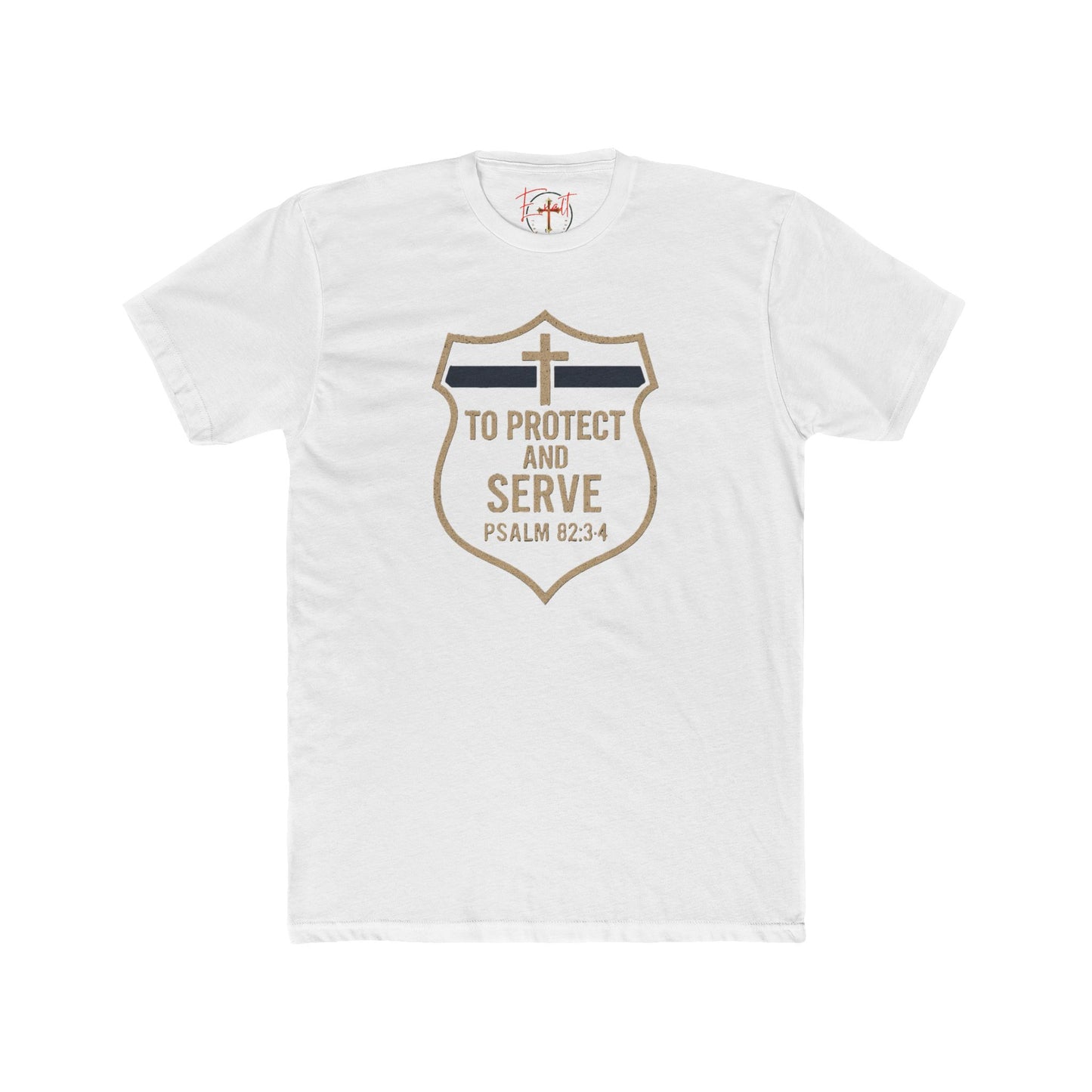 Blue Line "Serve and Protect" Christian Cross T-Shirt