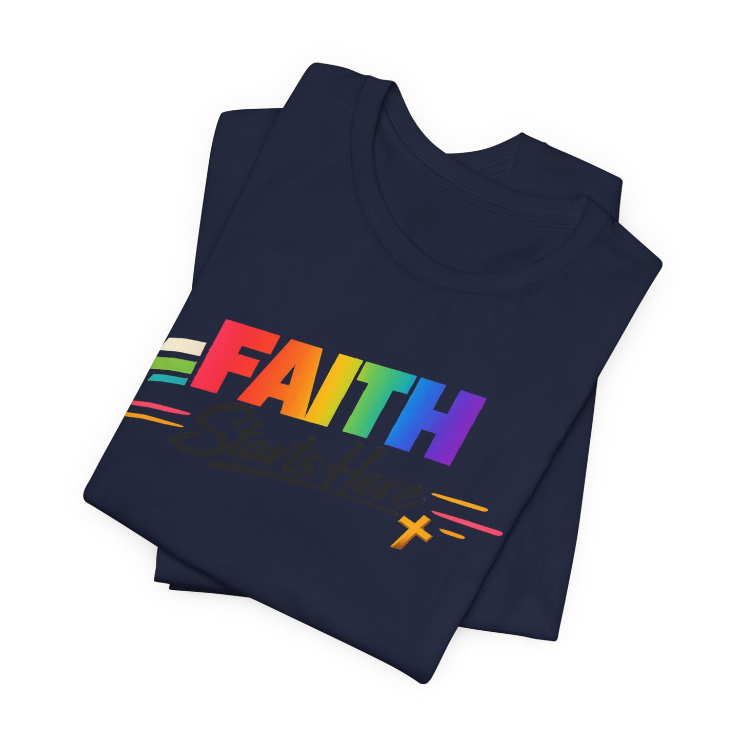 Faith Starts Here Rainbow Tee