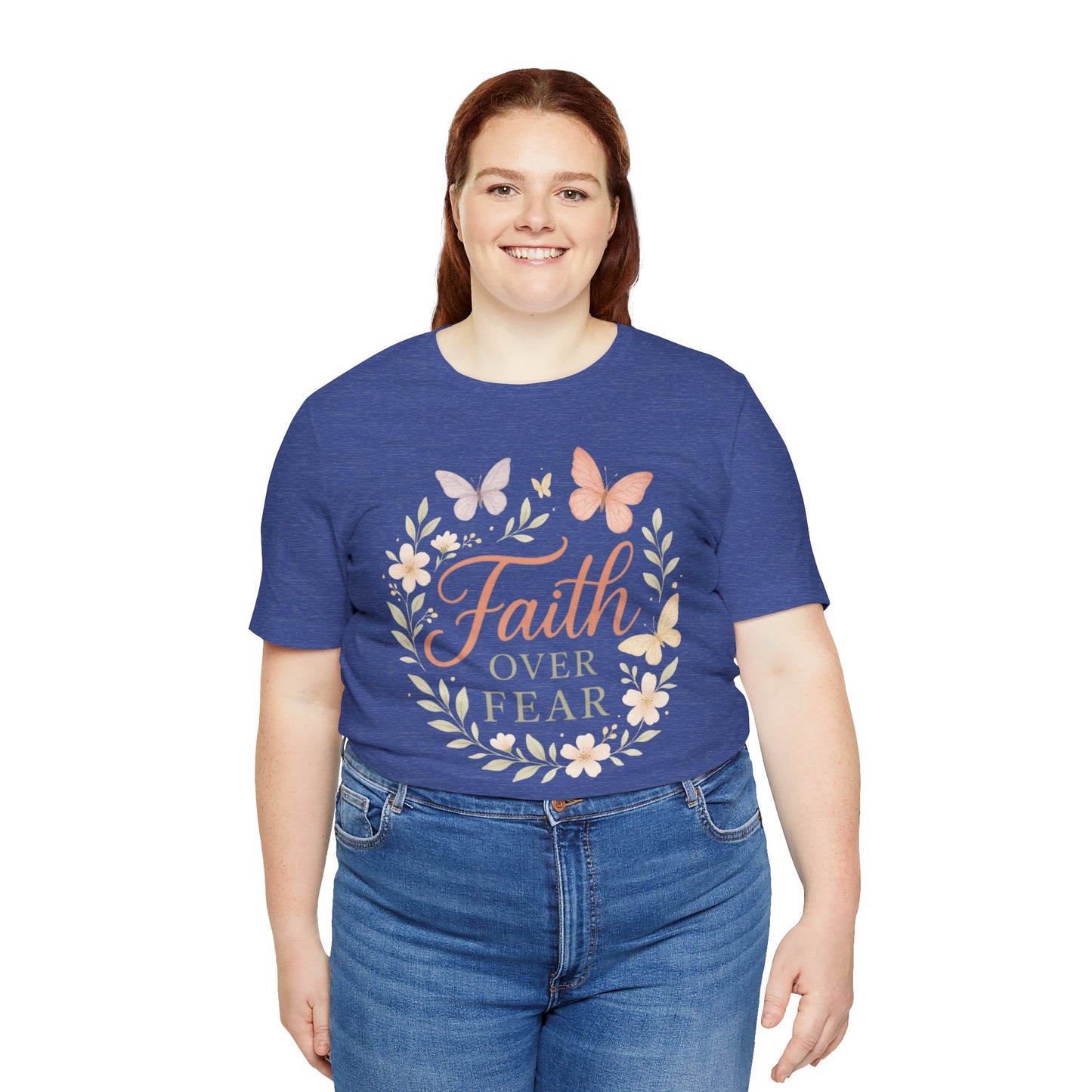 Faith Over Fear T-Shirt — Floral Butterfly Inspirational Tee
