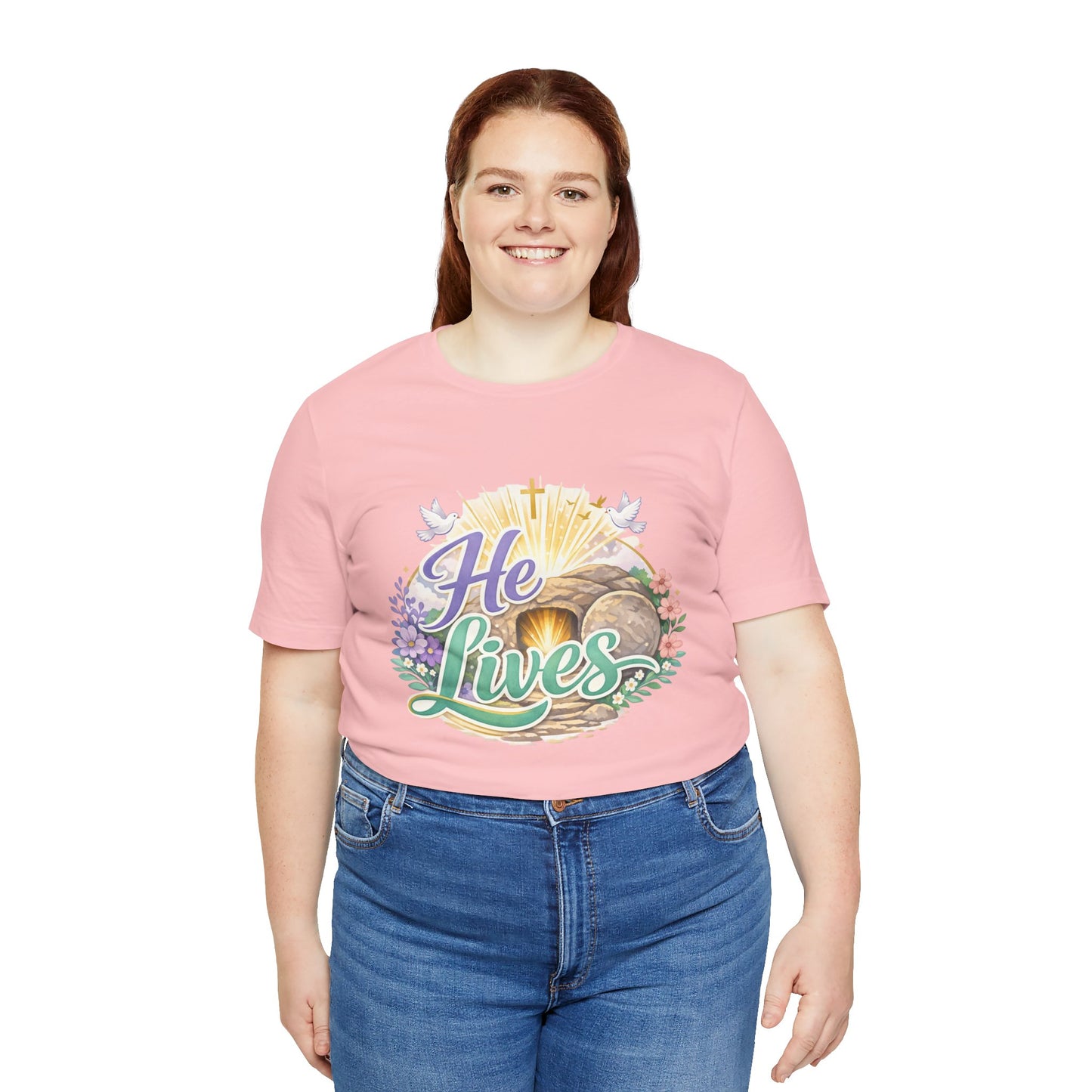 He Lives Jesus Tomb Tee — Christian Easter T‑Shirt