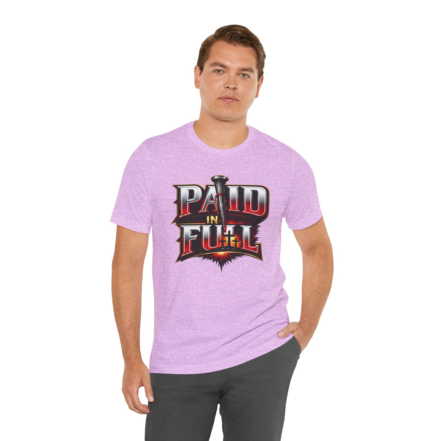 Paid In Full Christian Cross T-Shirt — Nail & Triple Cross Graphic