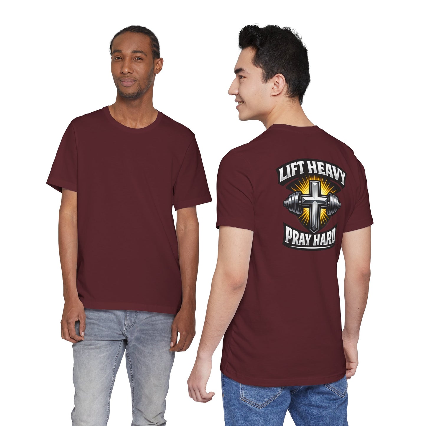 Lift Heavy Pray Hard T‑Shirt — Christian Fitness Gym Tee