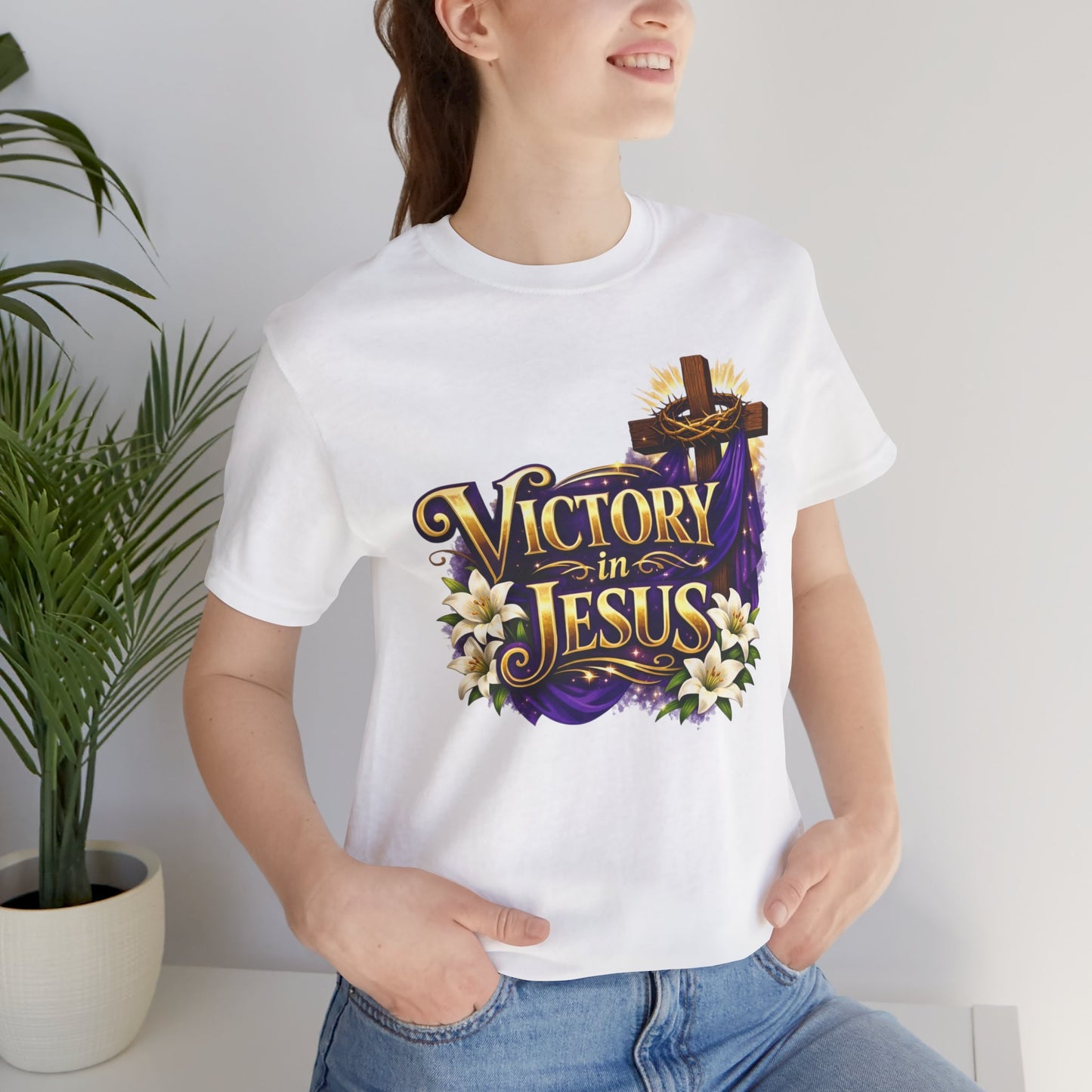 Victory In Jesus Christian T-Shirt — Cross Faith Tee