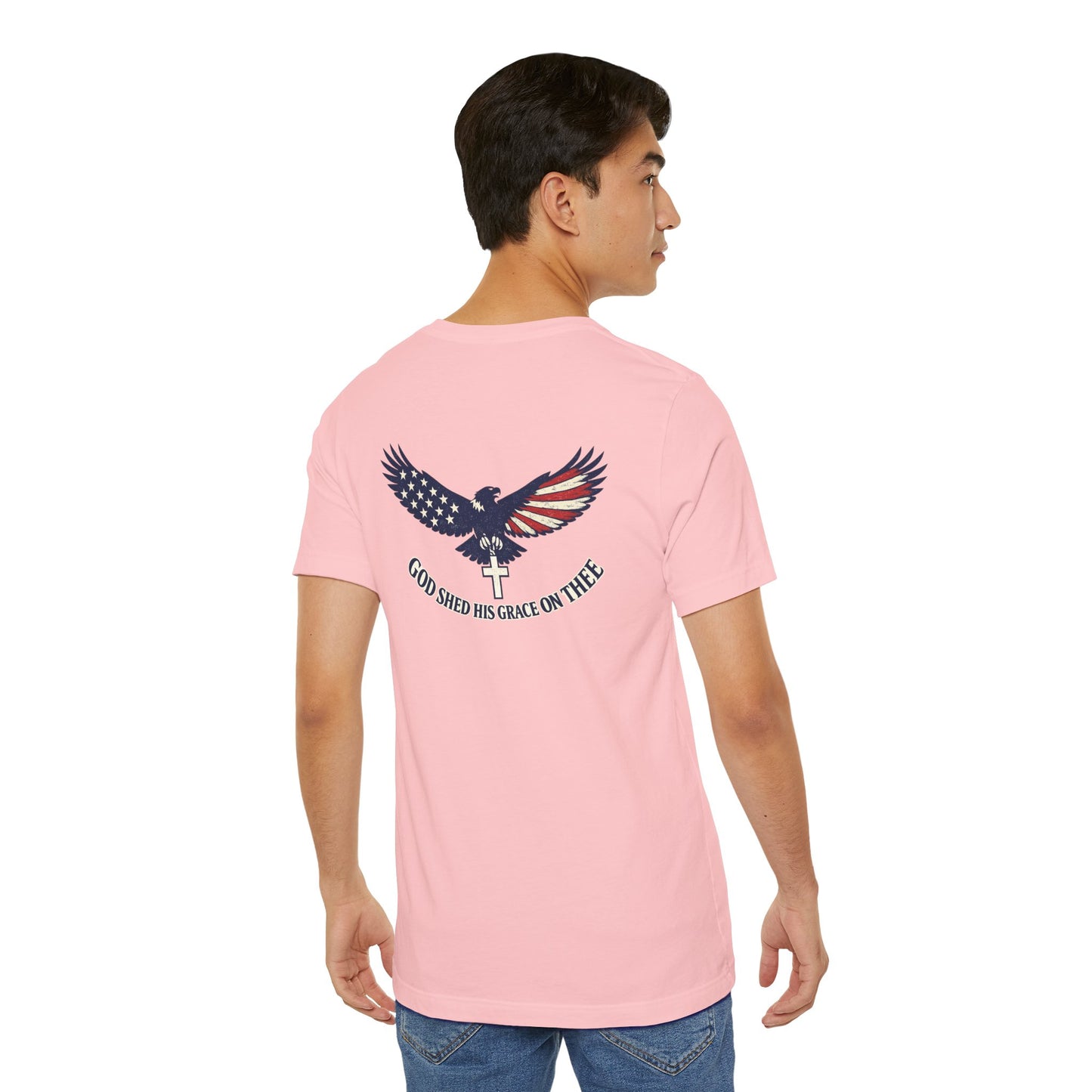 Patriotic Eagle T‑Shirt — "God Shed His Grace on Thee" Back Graphic Tee