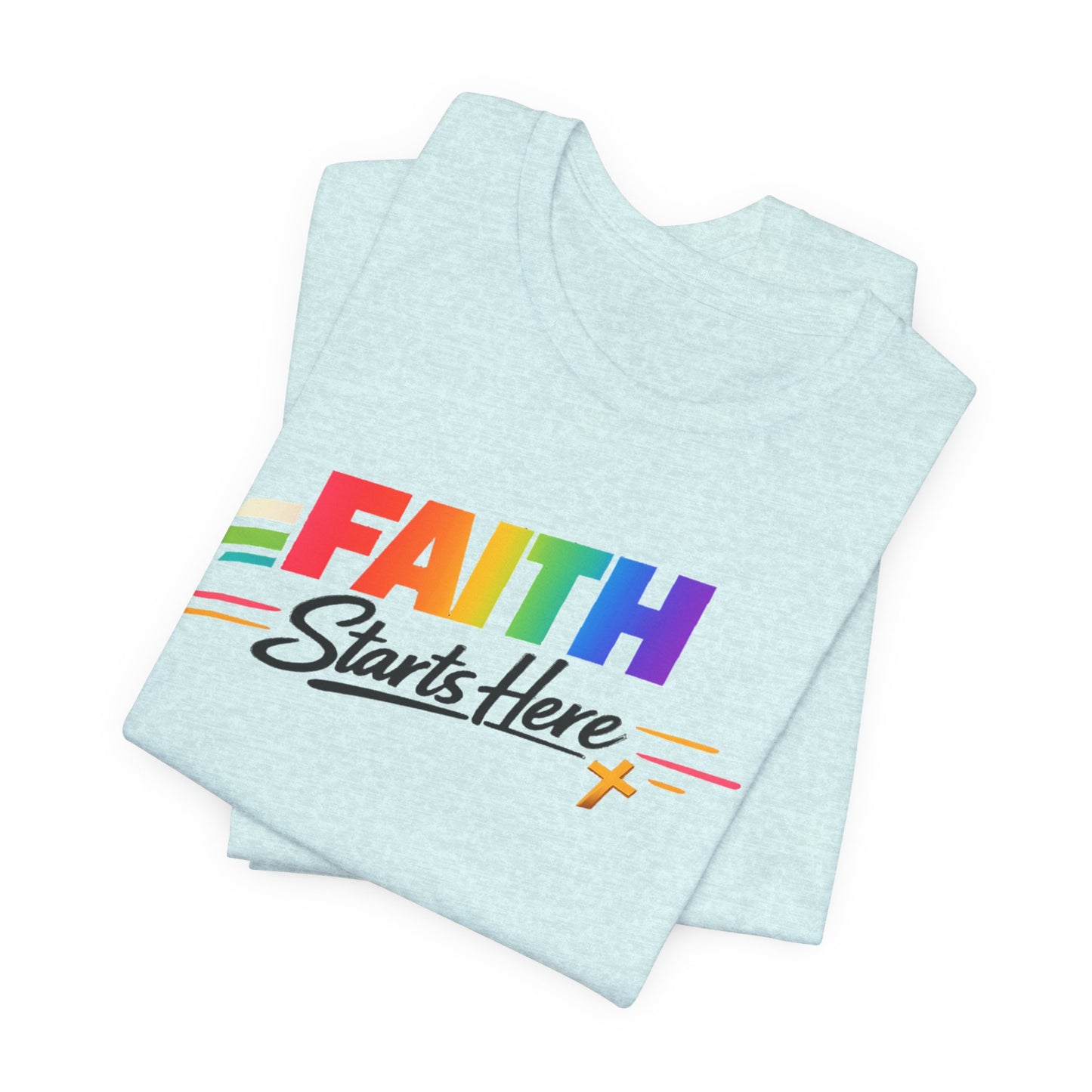 Faith Starts Here Rainbow Tee