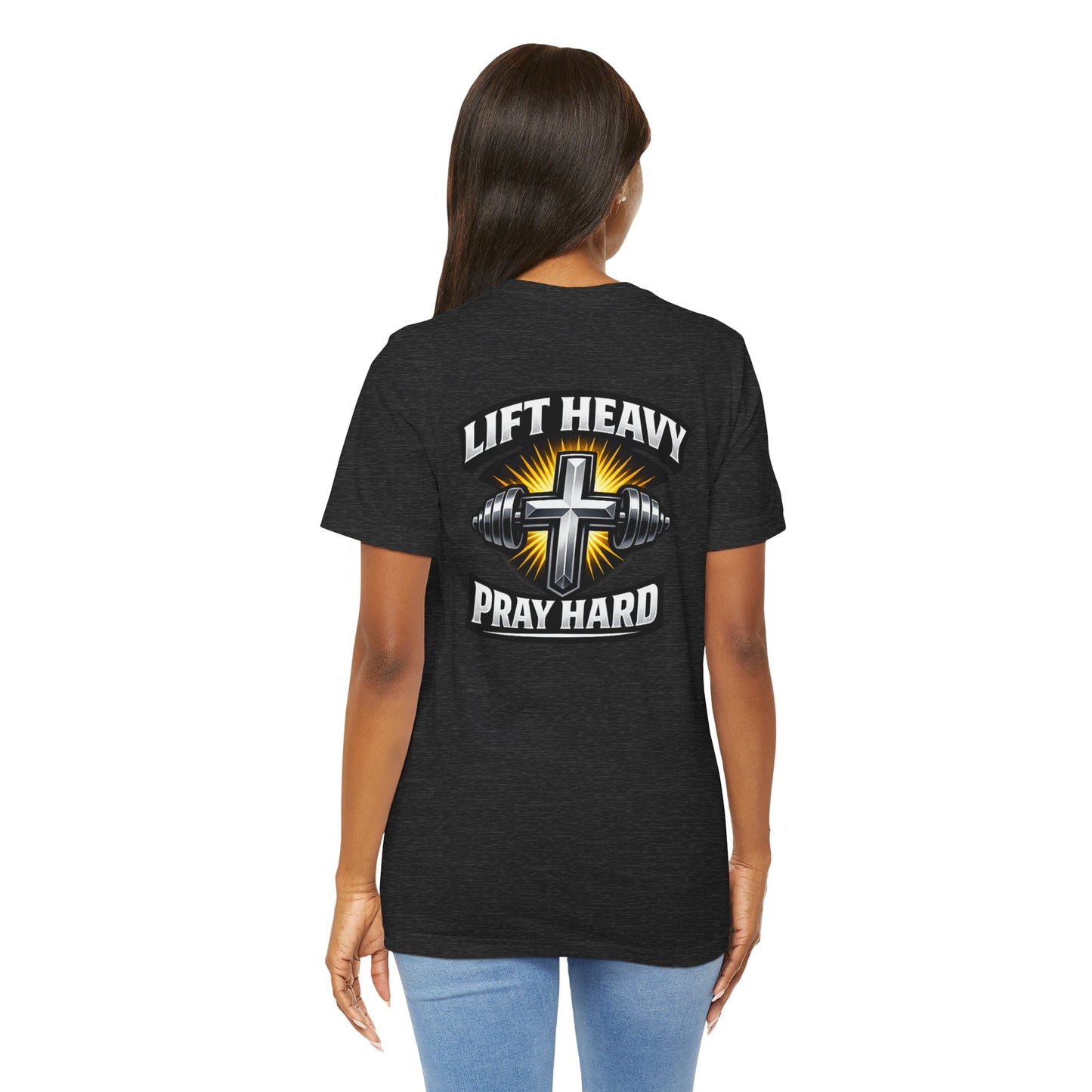 Lift Heavy Pray Hard T‑Shirt — Christian Fitness Gym Tee